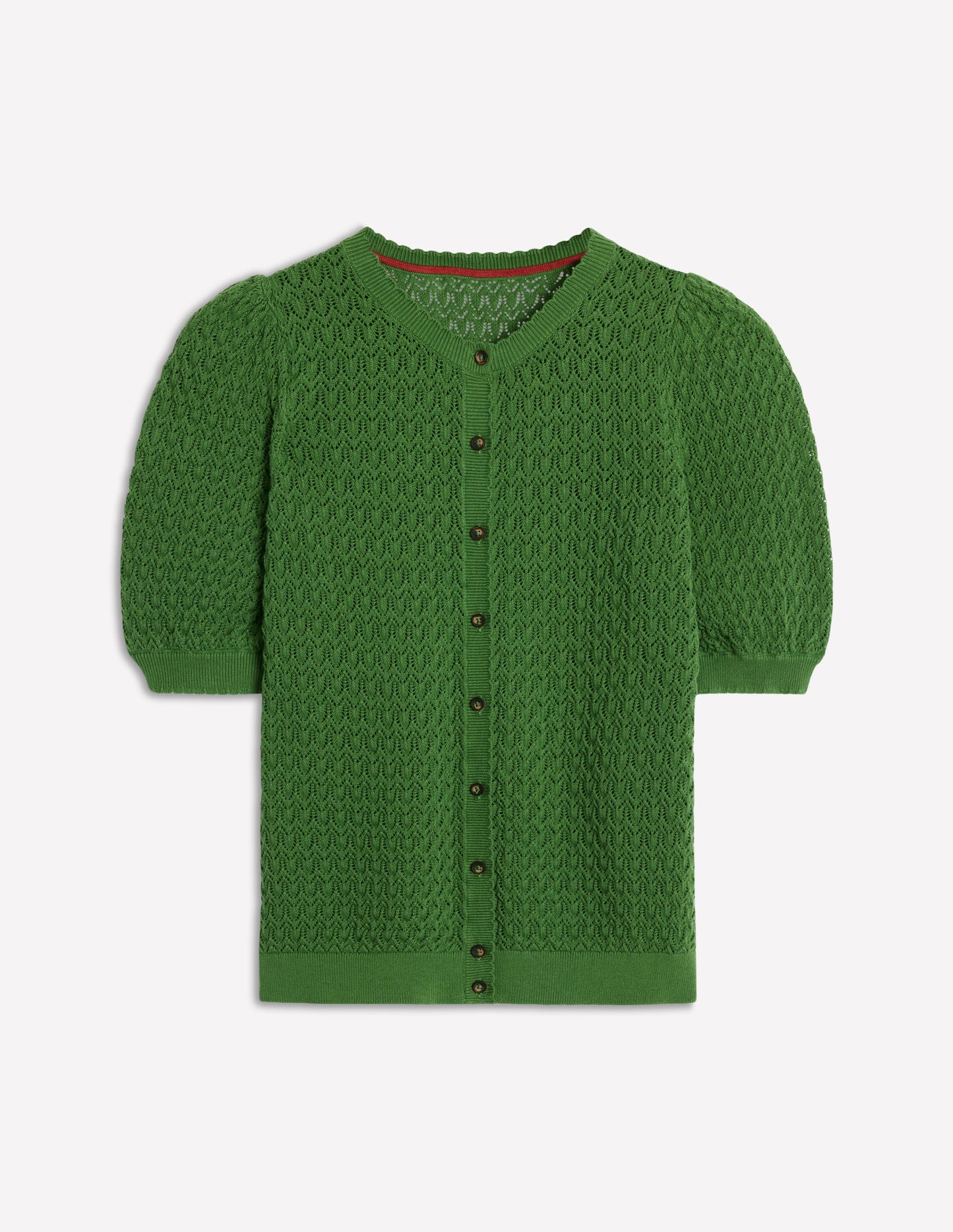 Gepunktete Pointelle-Strickjacke-Leguangrün