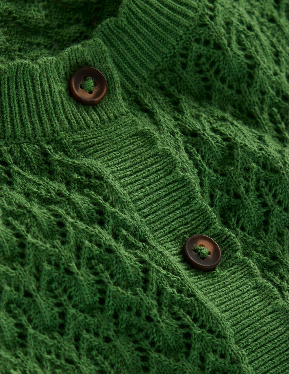 Gepunktete Pointelle-Strickjacke-Leguangrün