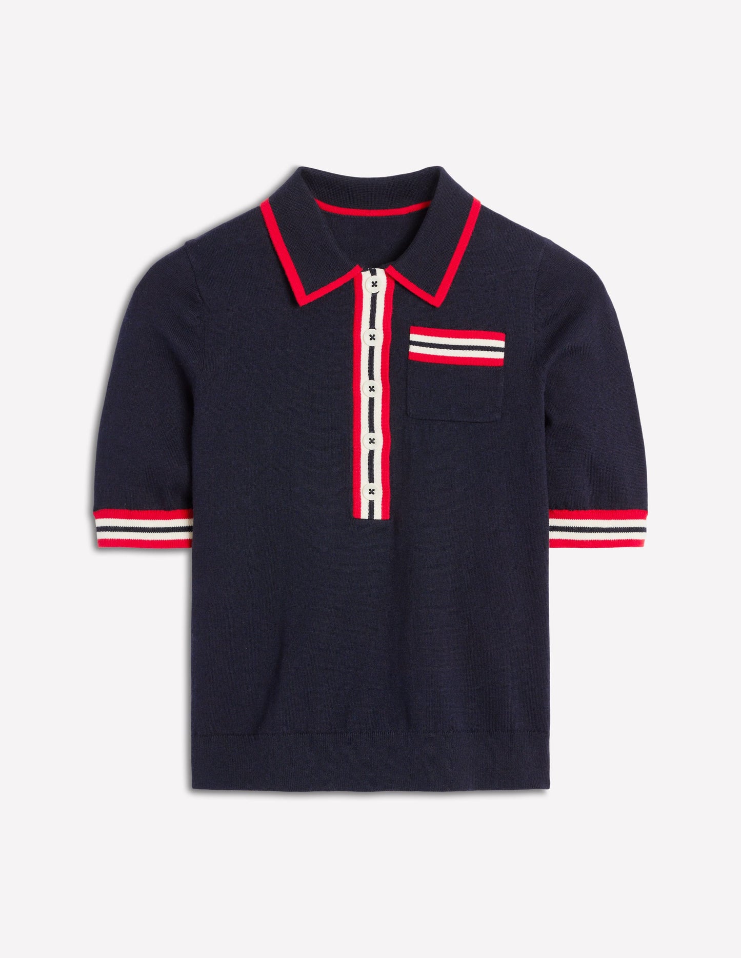 Henley-T-Shirt aus Baumwolle-Marineblau