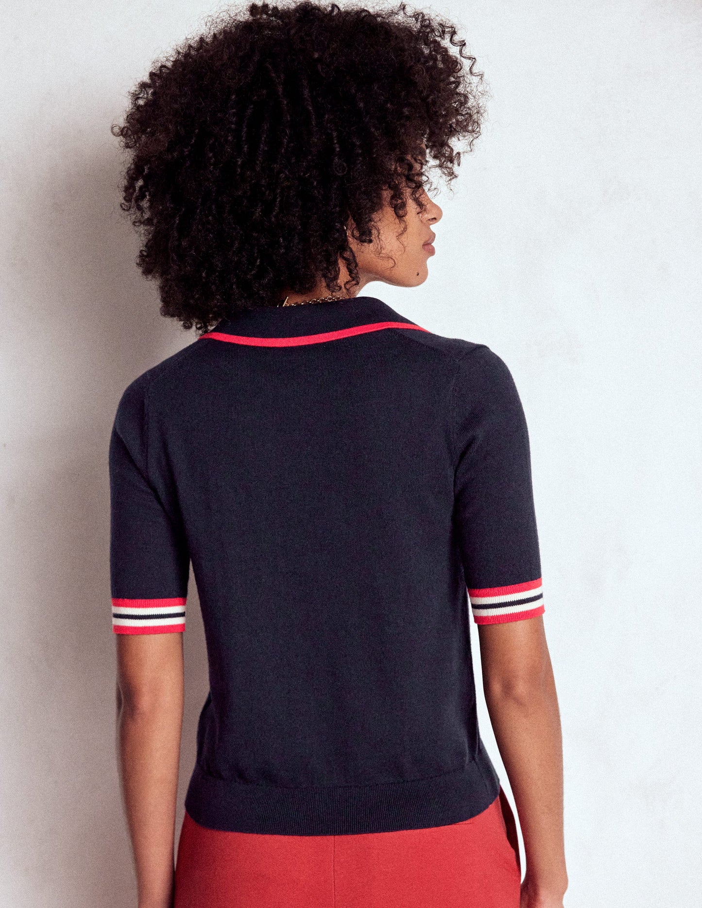 Henley-T-Shirt aus Baumwolle-Marineblau