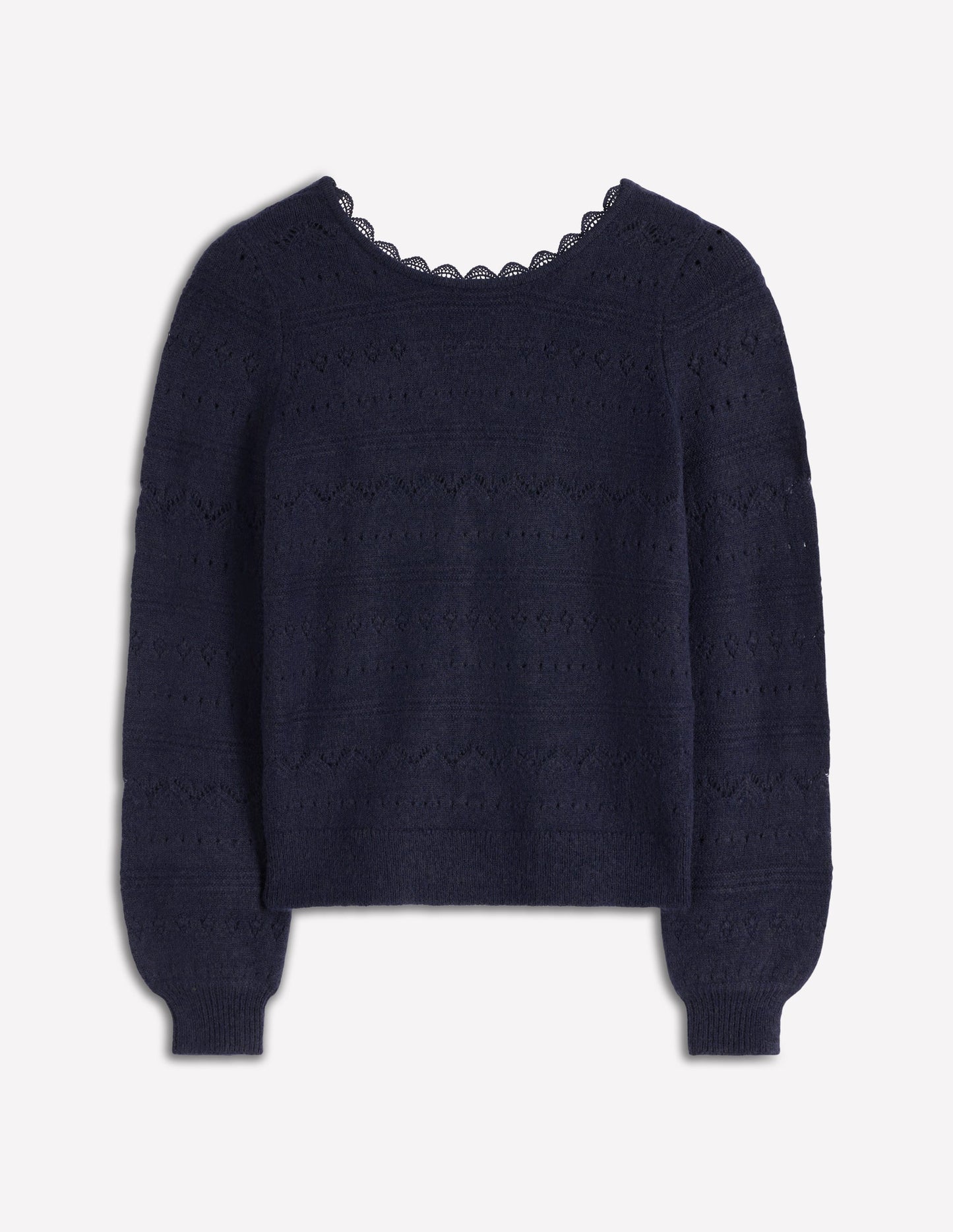 Pull à détails en dentelle Leticia-Bleu marine