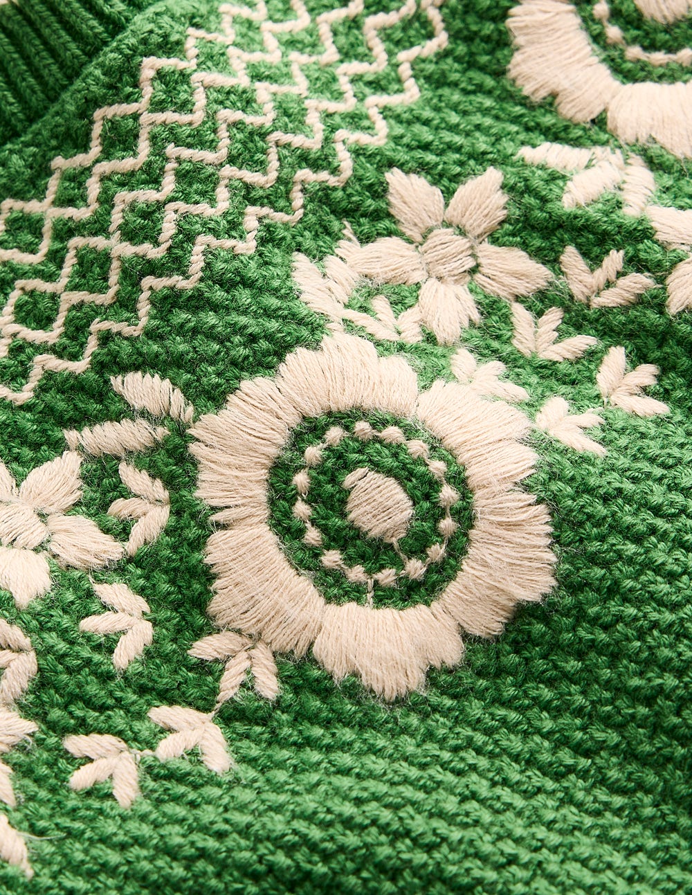 T-Shirt mit Puffärmeln und Stickerei-Paradiesgrün