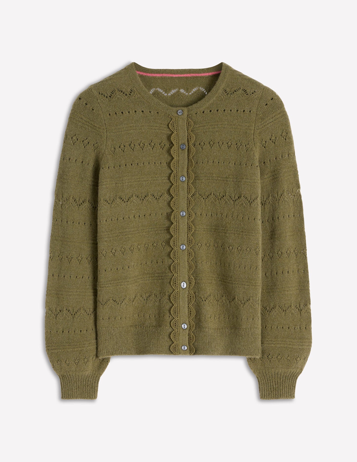 Leticia Strickjacke mit Spitzenbesatz-Waldgrün