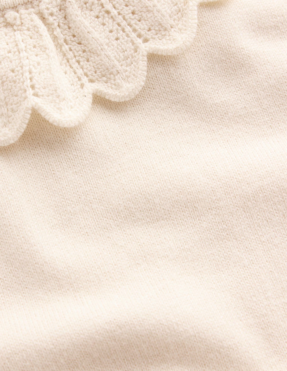 Melina Baumwollpullover mit Rüschen-Warmes Naturweiß