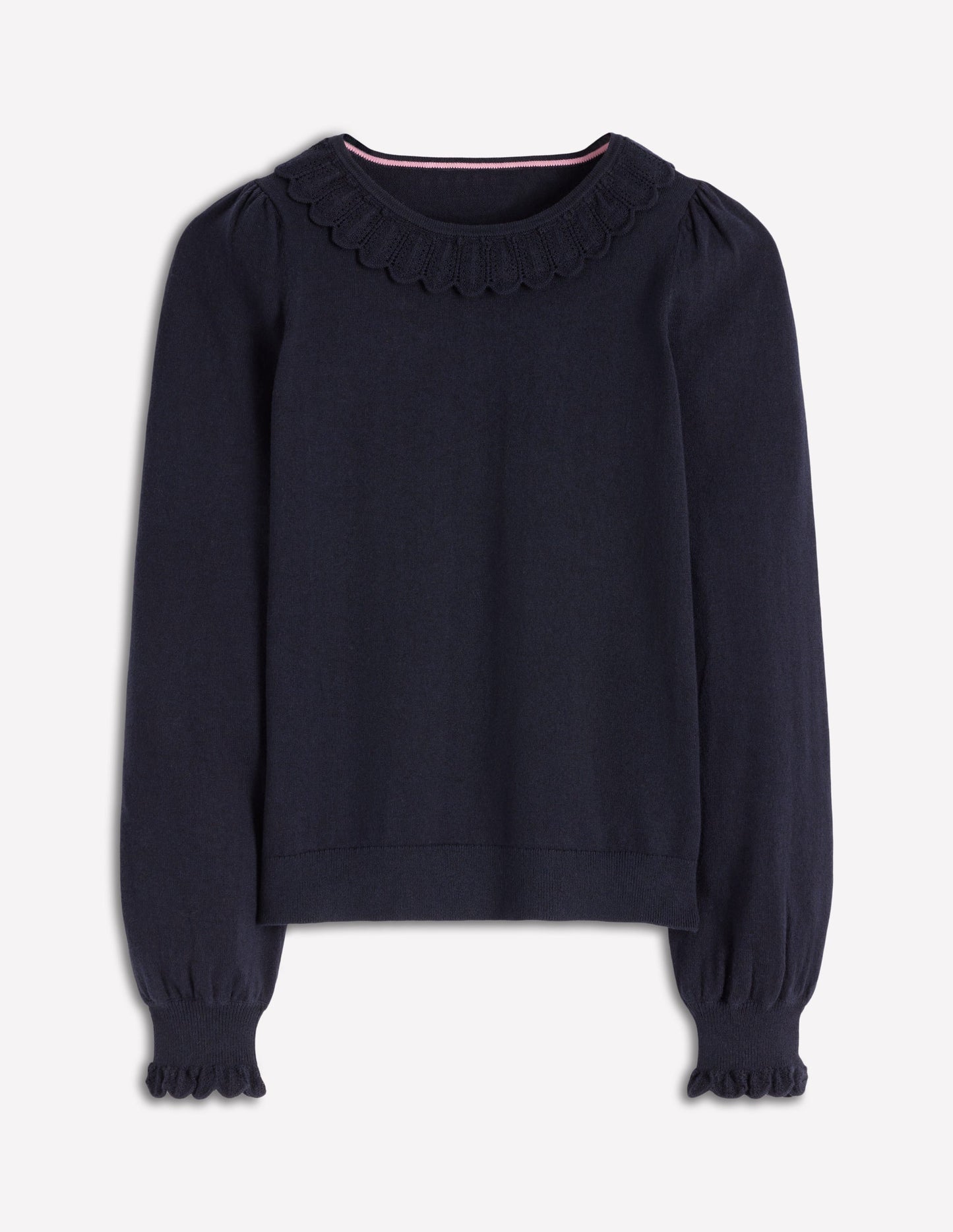 Pull en coton à volants Melina-Bleu marine