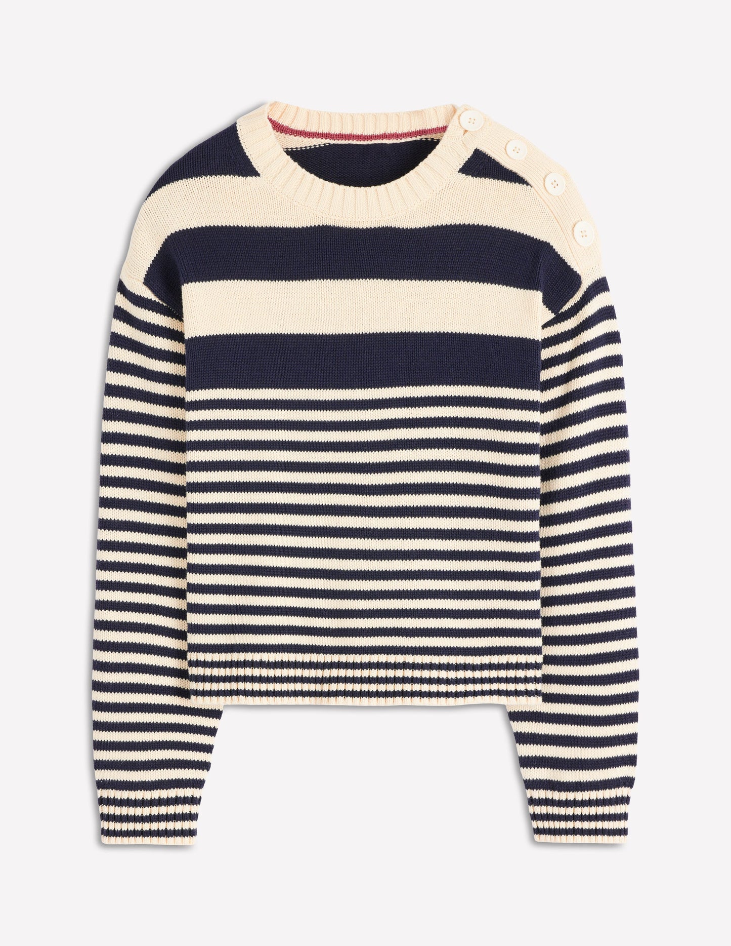 Pull Jemma en coton épais-Ivoire chaud/bleu marine