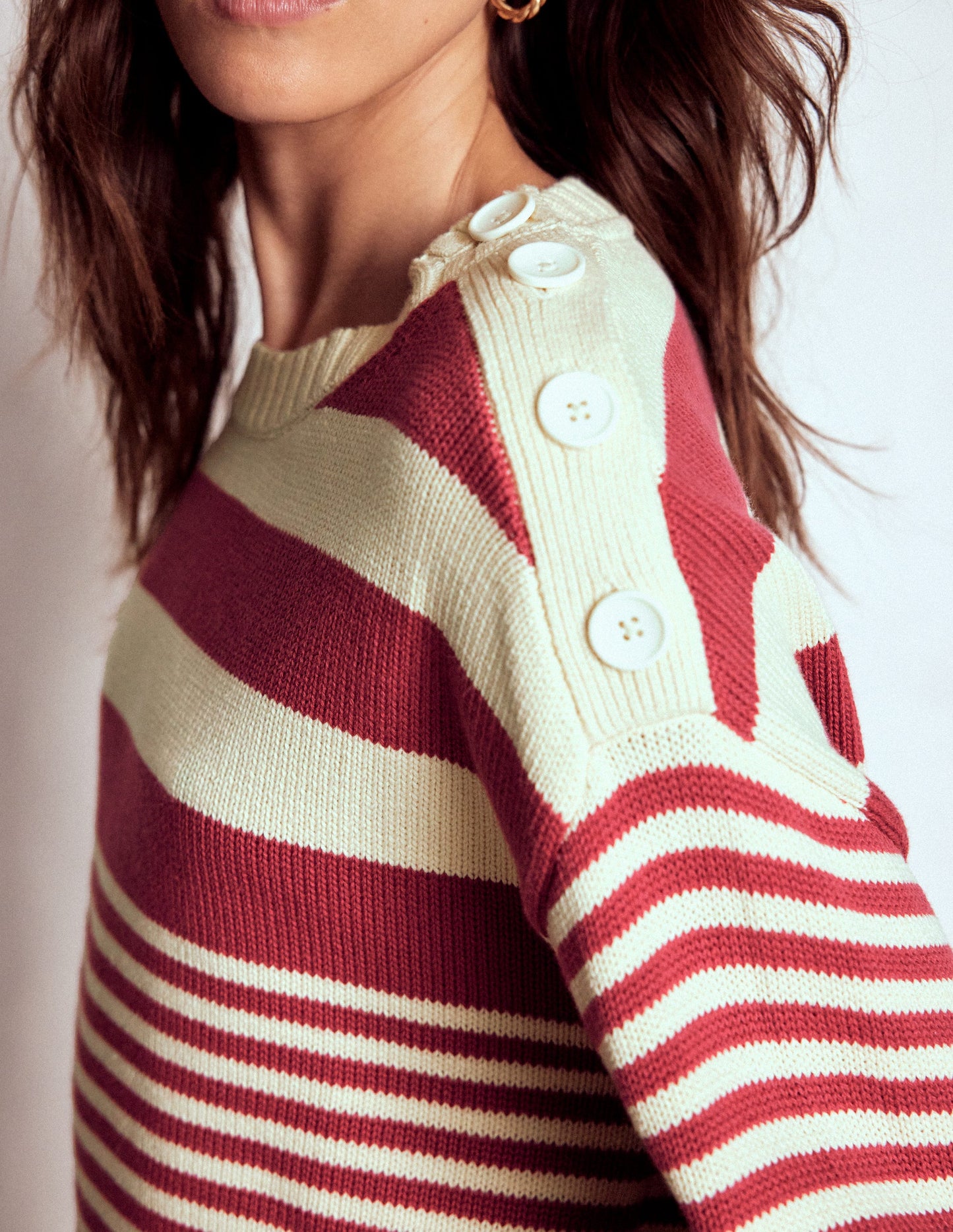 Pull Jemma en coton épais-Ivoire chaud/terracotta