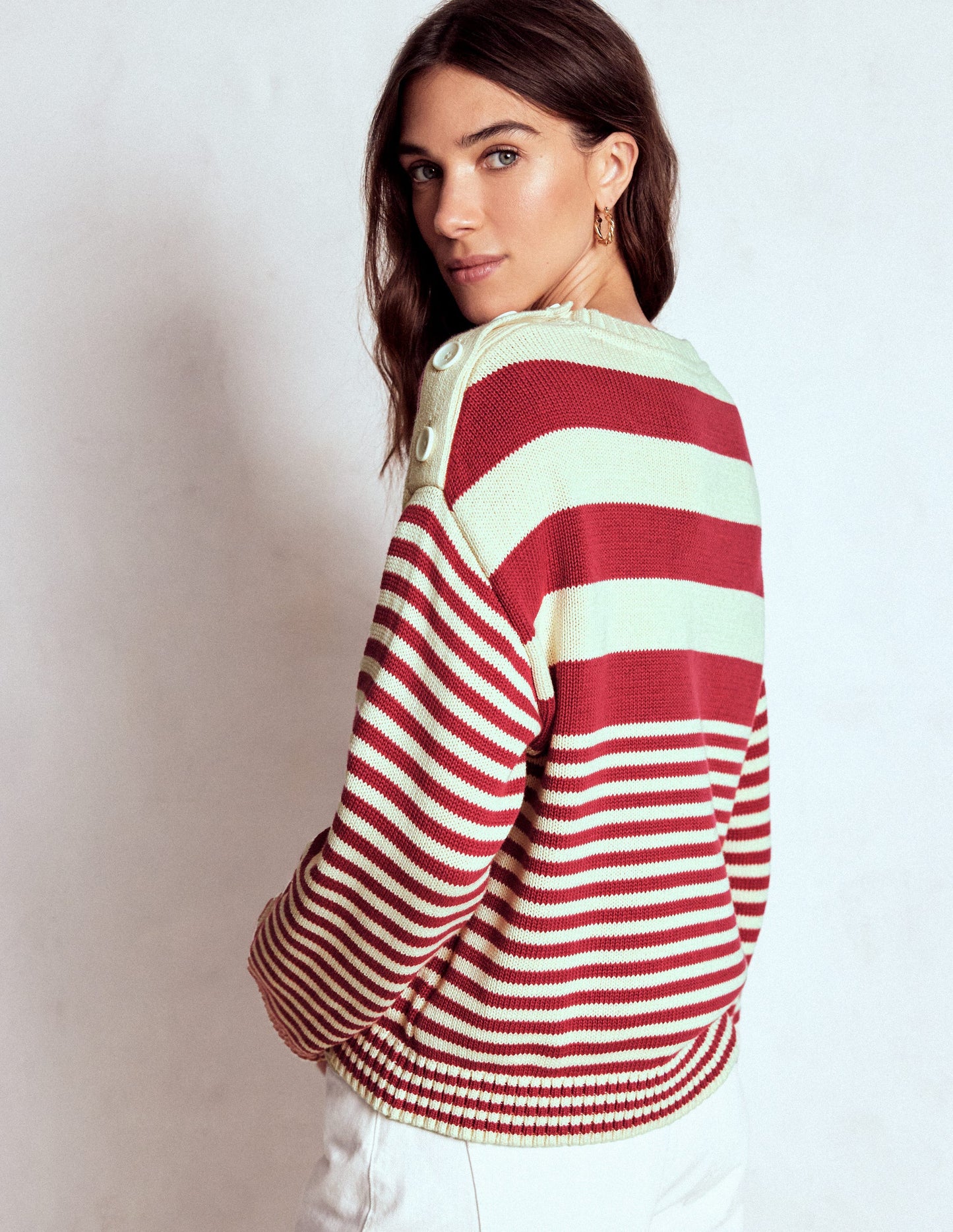 Pull Jemma en coton épais-Ivoire chaud/terracotta