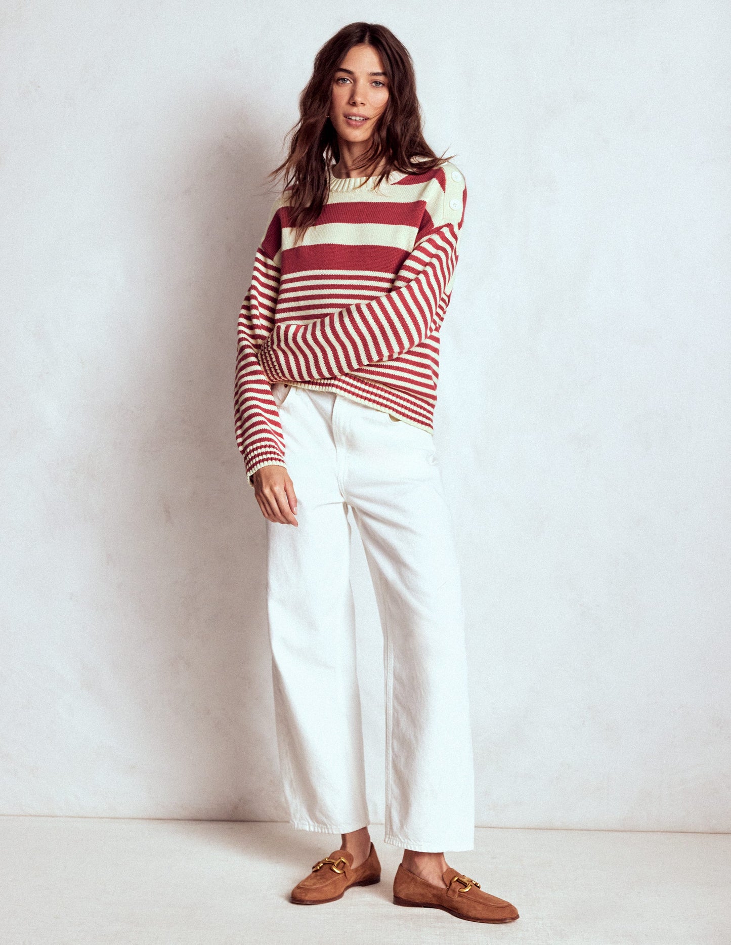 Pull Jemma en coton épais-Ivoire chaud/terracotta