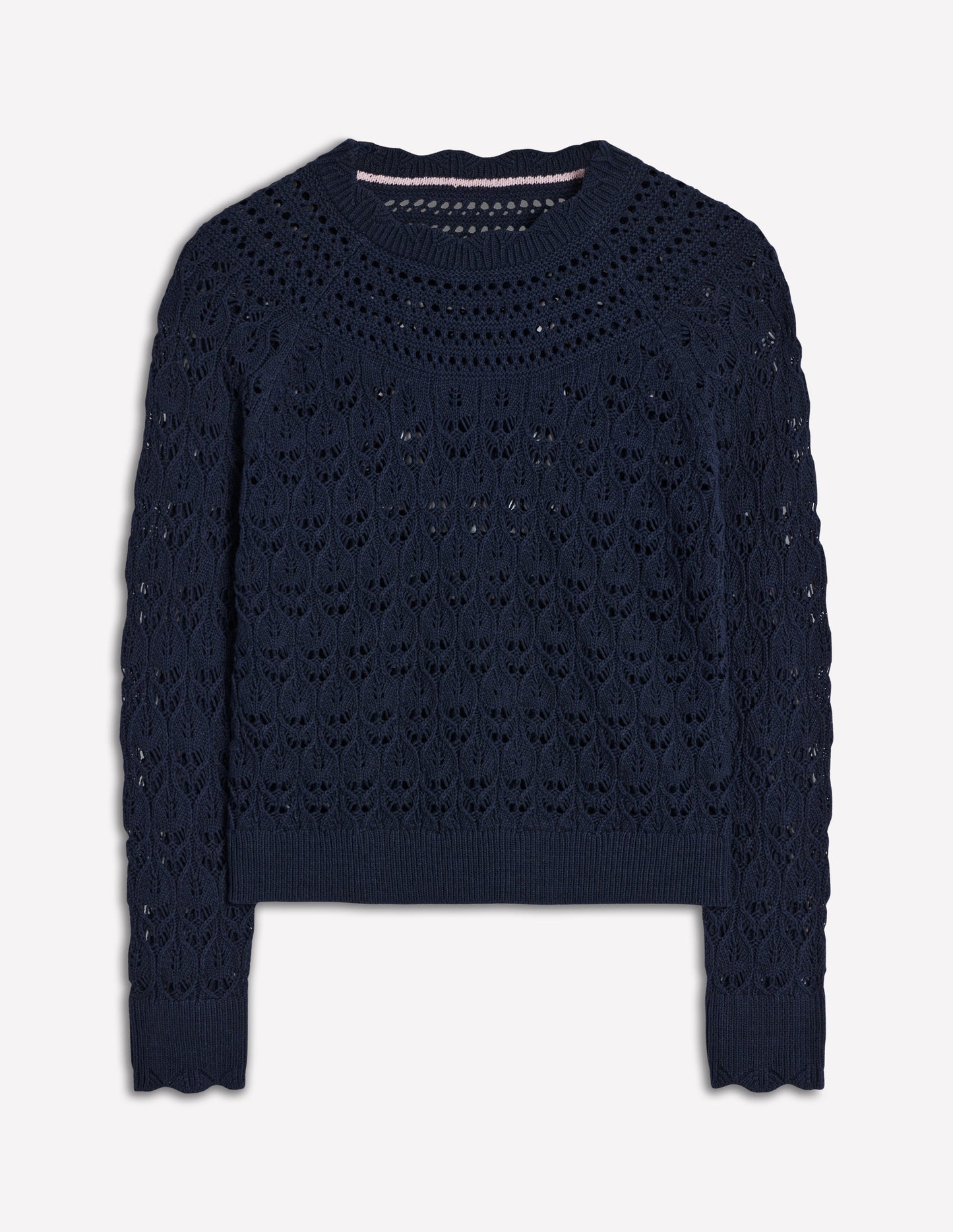 Pullover mit Häkel-Muster-Mix-Marineblau