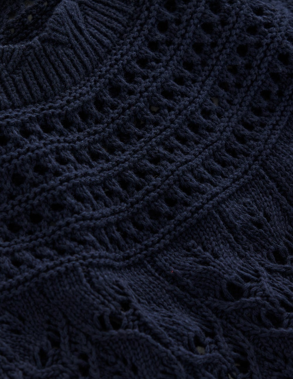 Pullover mit Häkel-Muster-Mix-Marineblau
