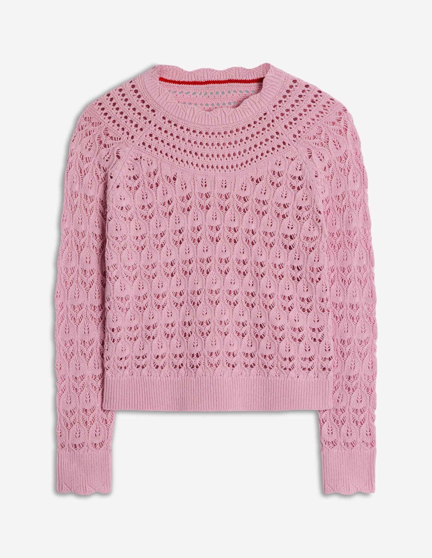 Pullover mit Häkel-Muster-Mix-Kirschblütenrosa