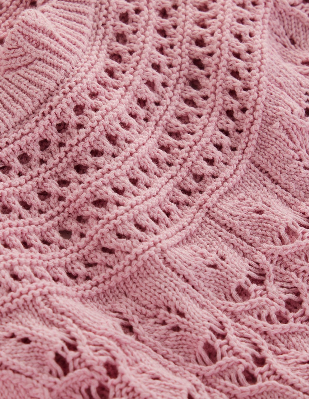 Pullover mit Häkel-Muster-Mix-Kirschblütenrosa