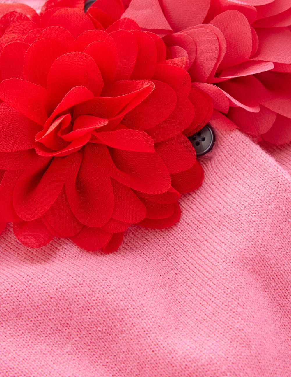 Verkürzte Strickjacke mit Rundhalsausschnitt-Rosa Schleife