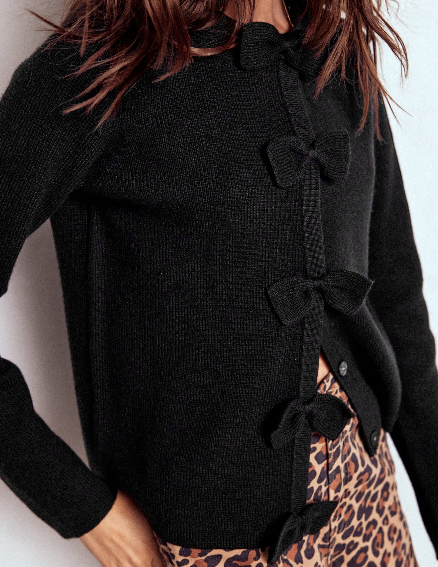 Gilet en maille à nœud-Noir