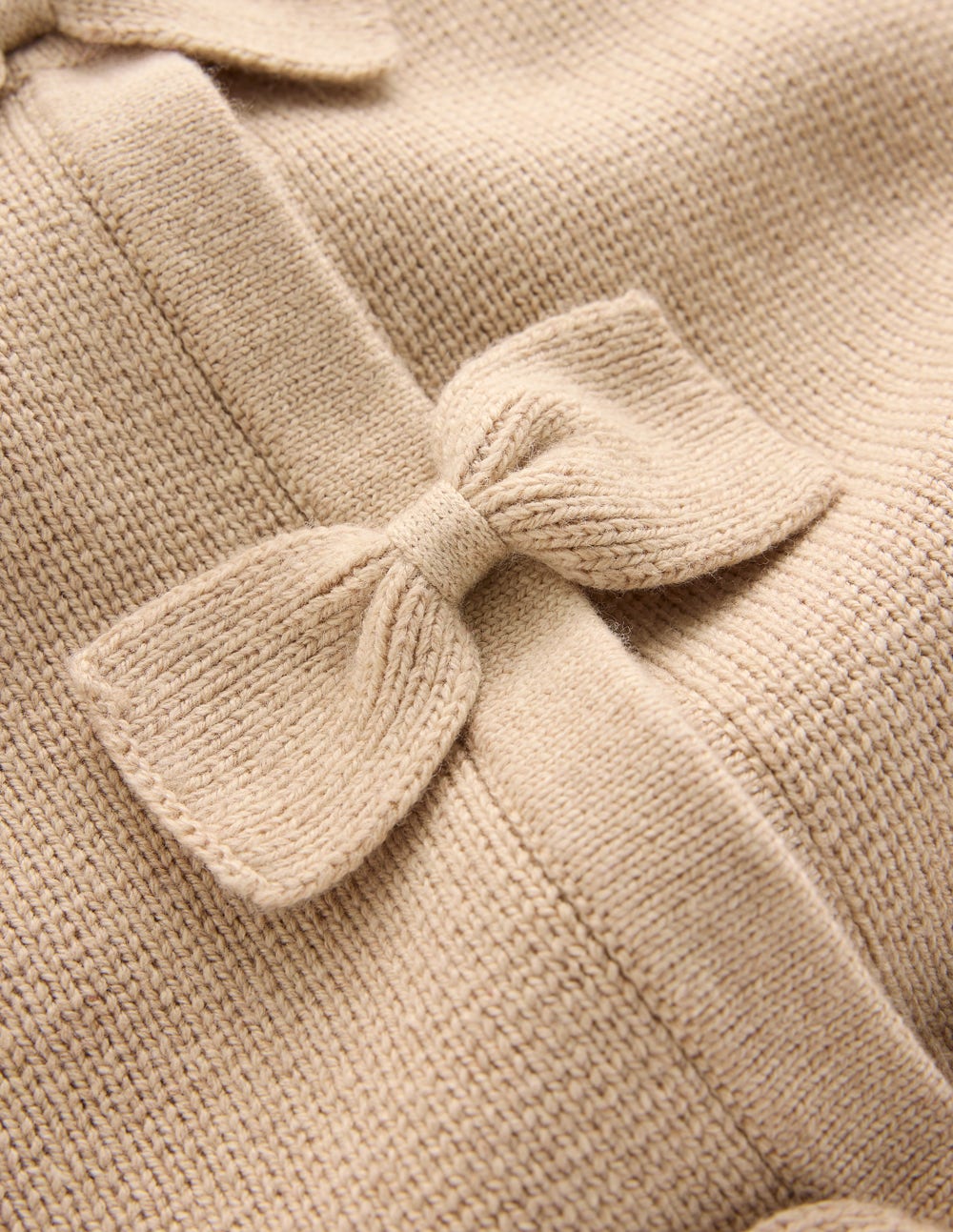 Strickjacke mit Schleife-Graubraun Meliert