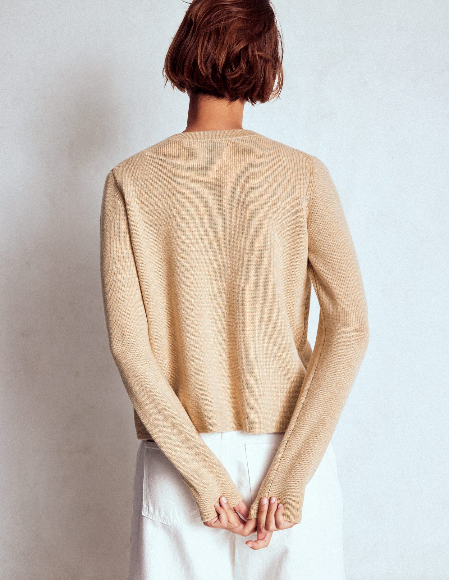 Strickjacke mit Schleife-Graubraun Meliert