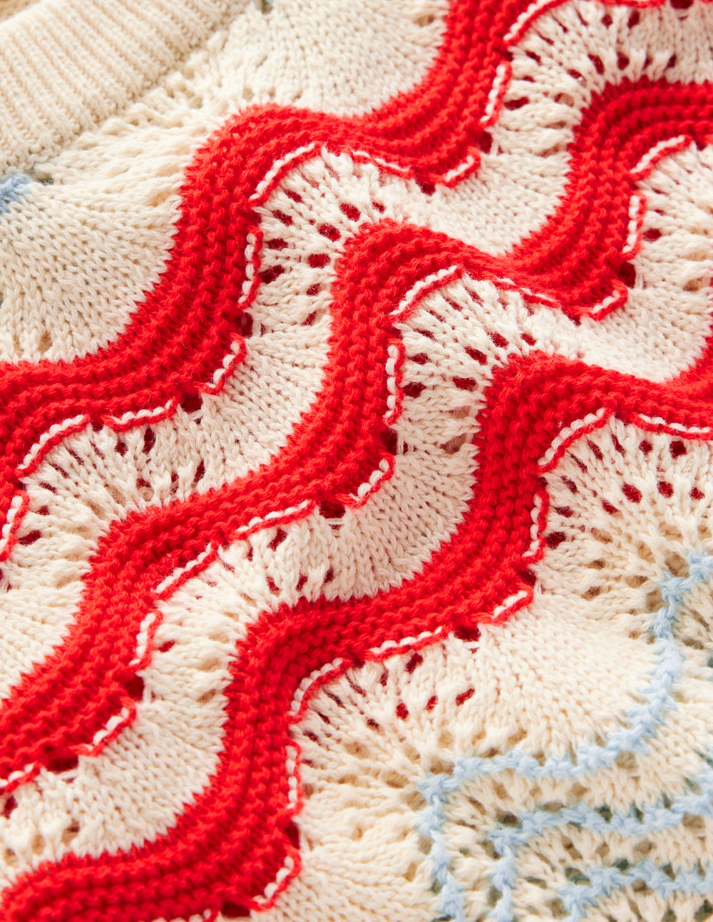 Baumwollpullunder mit Wellendesign-Marineblau/Rot Texturierte Welle