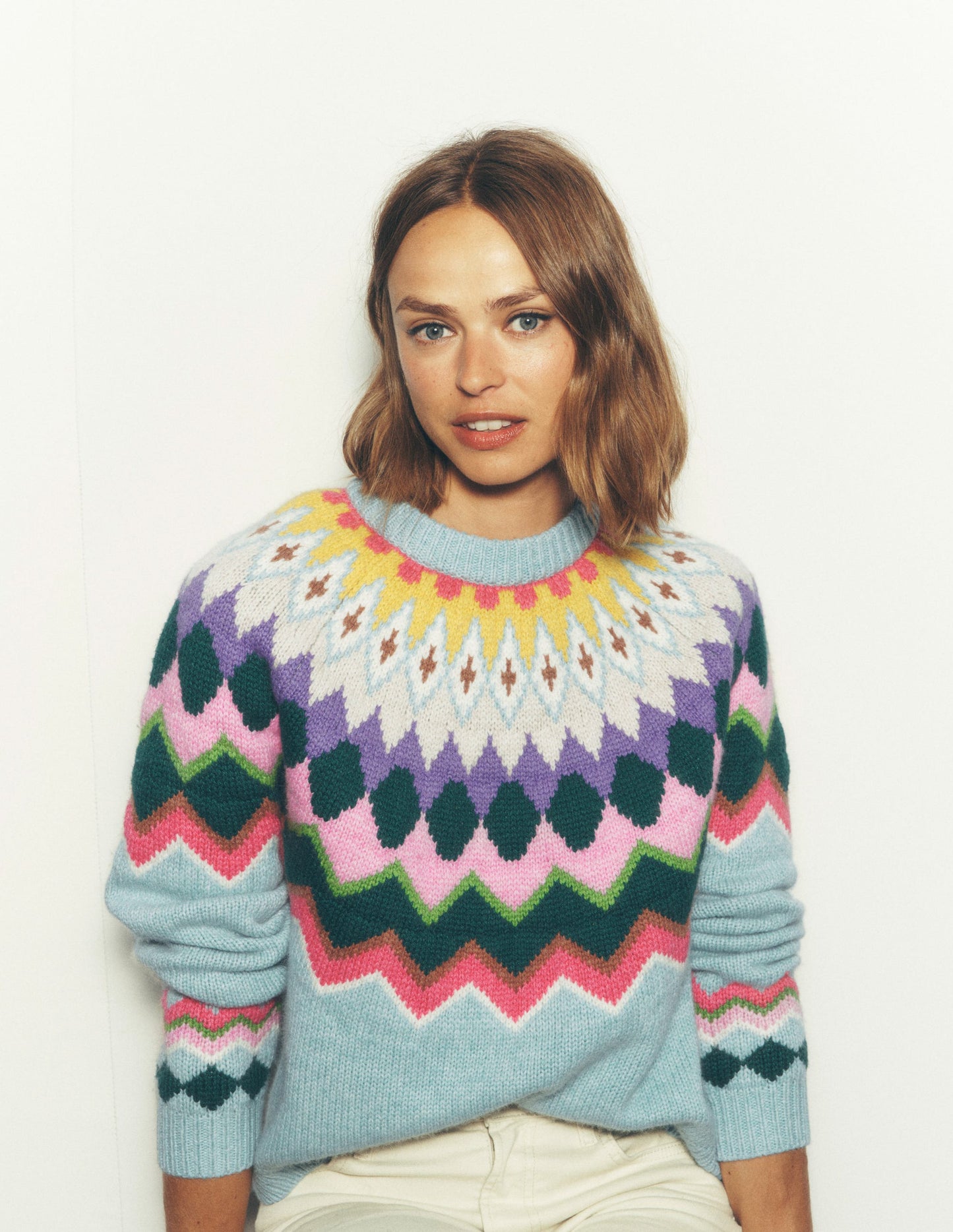 Eleanor Fair-Isle-Pullover-Turmalinblau Meliert