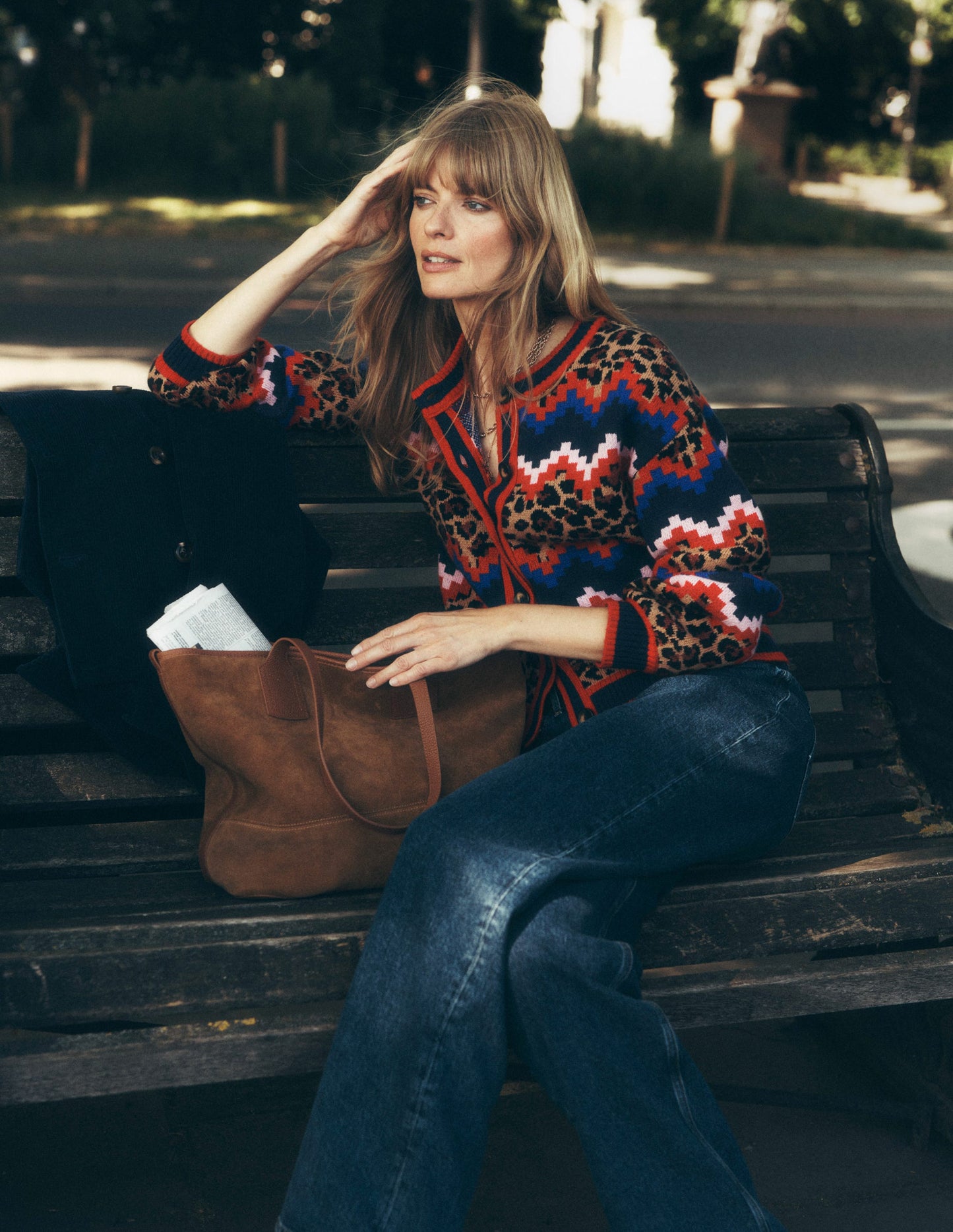 Abi Jacquard-Strickjacke-Bunt Fair-Isle, Leopardenmuster
