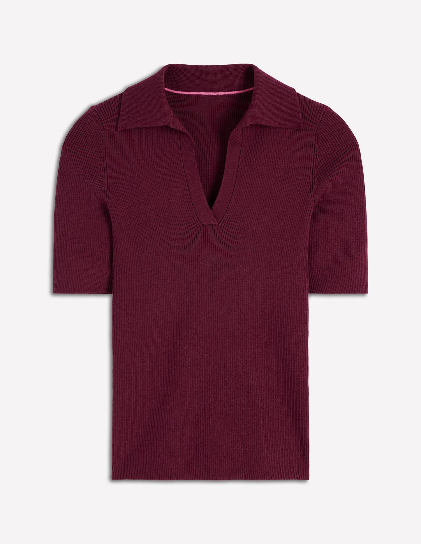 Henley-Shirt aus Rippstrick-Dunkelviolett