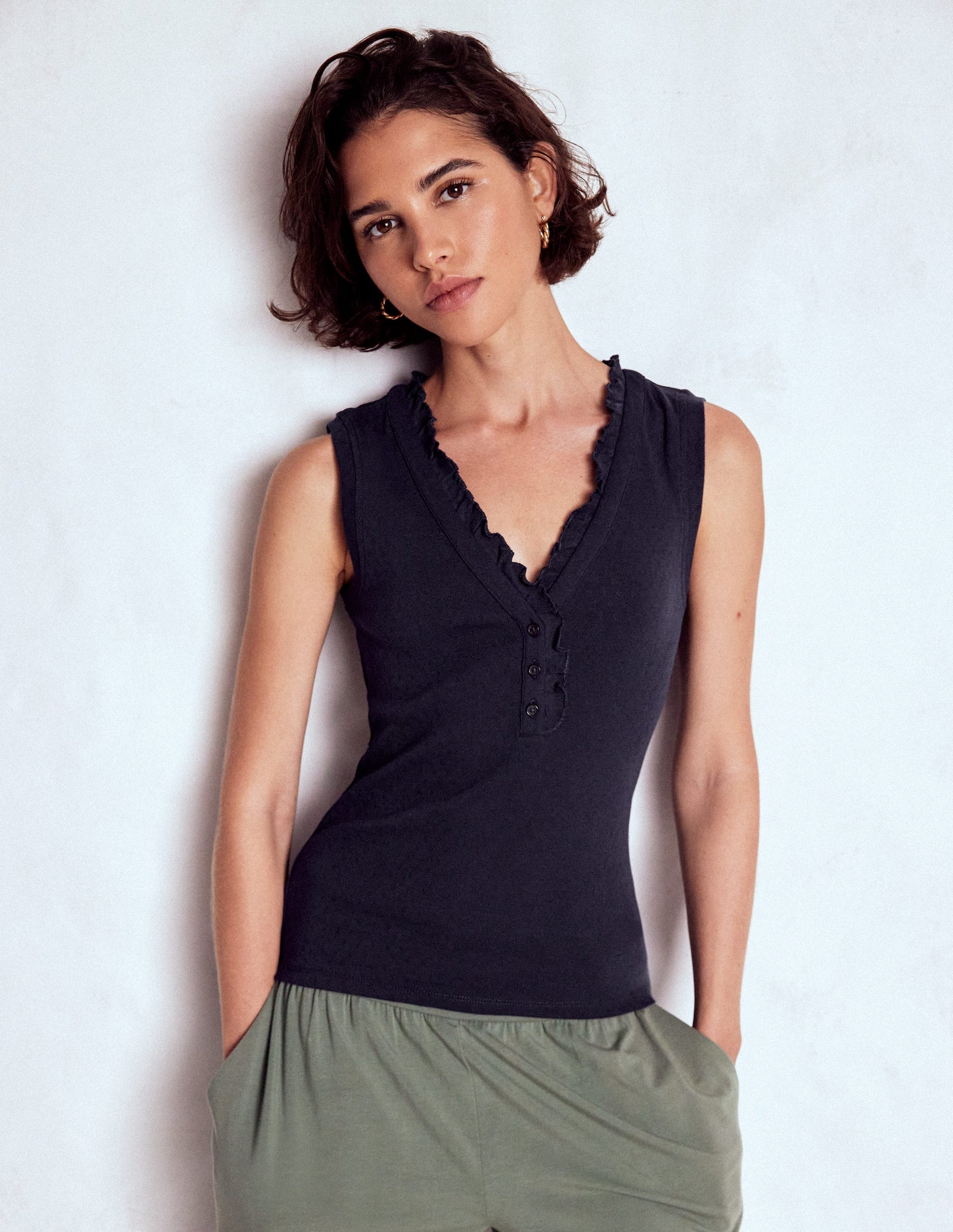 Jersey Henley-Schlafanzugoberteil-Blau-1