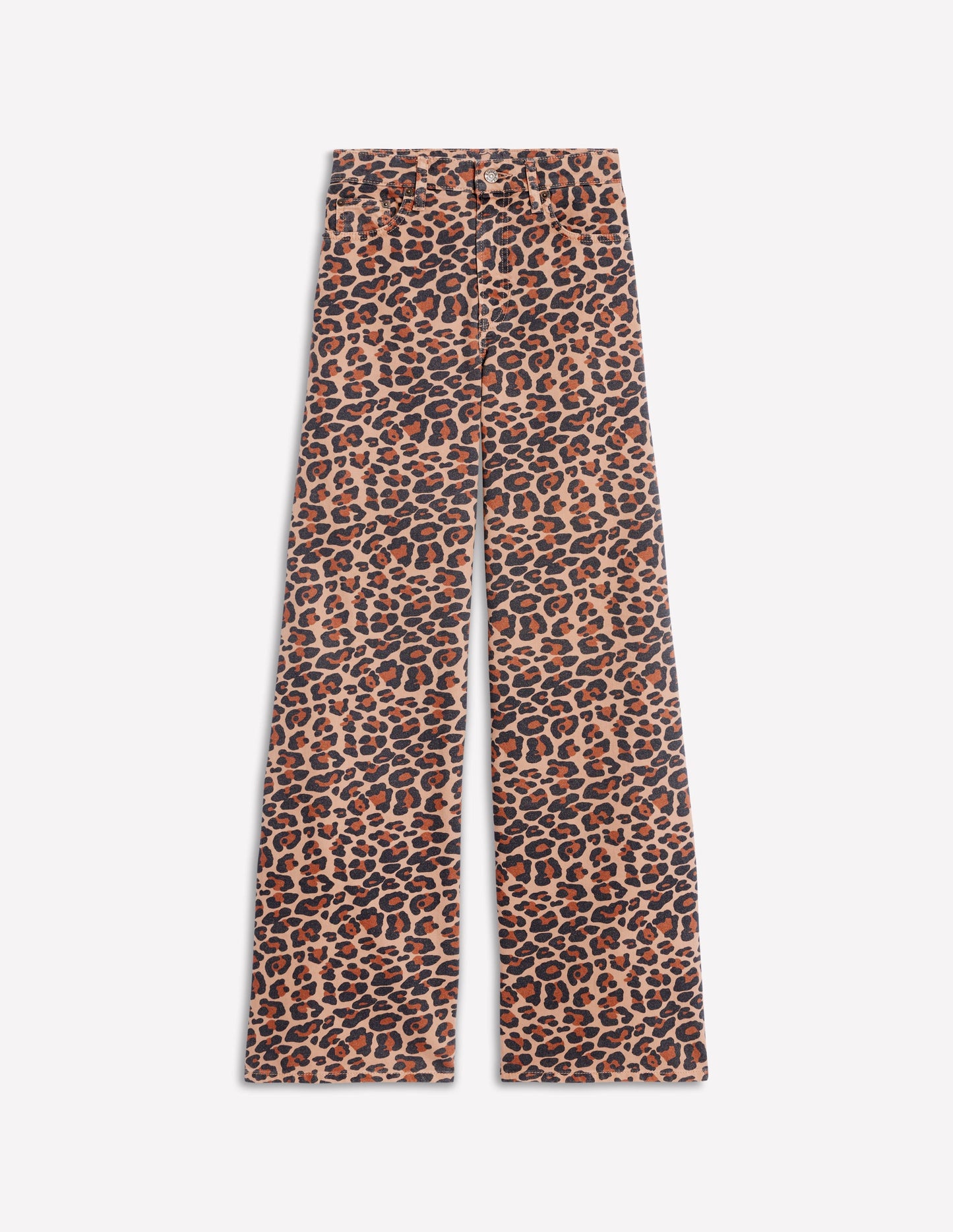 Hoch geschnittene Jeans mit weitem Bein-Leopardenmuster
