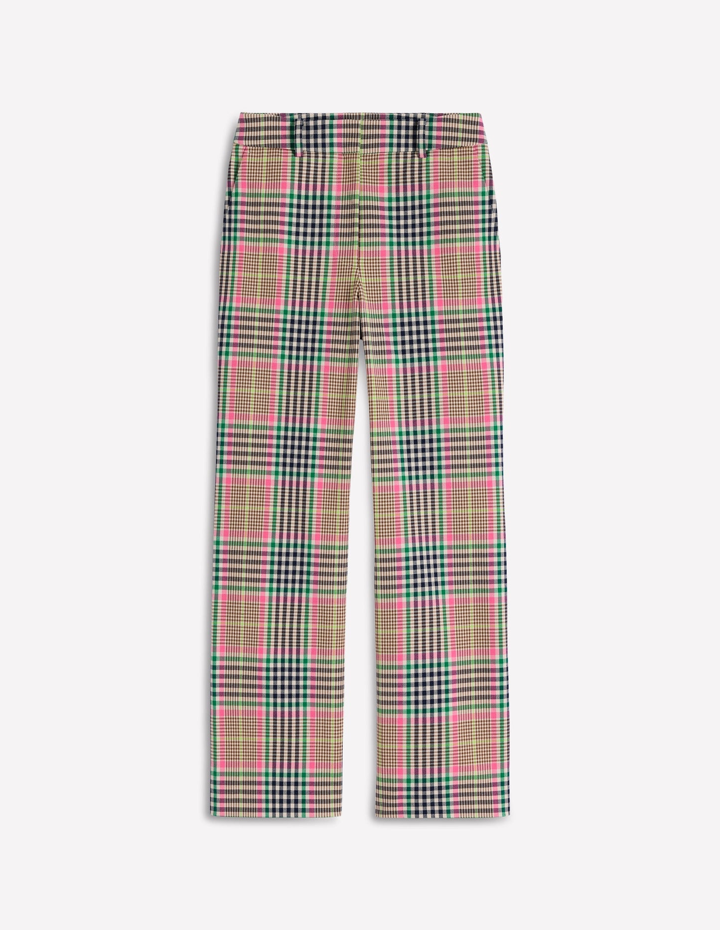 Canonbury Taillierte Hose-Braun, Zuckerwattenrosa und Marineblau Kariert