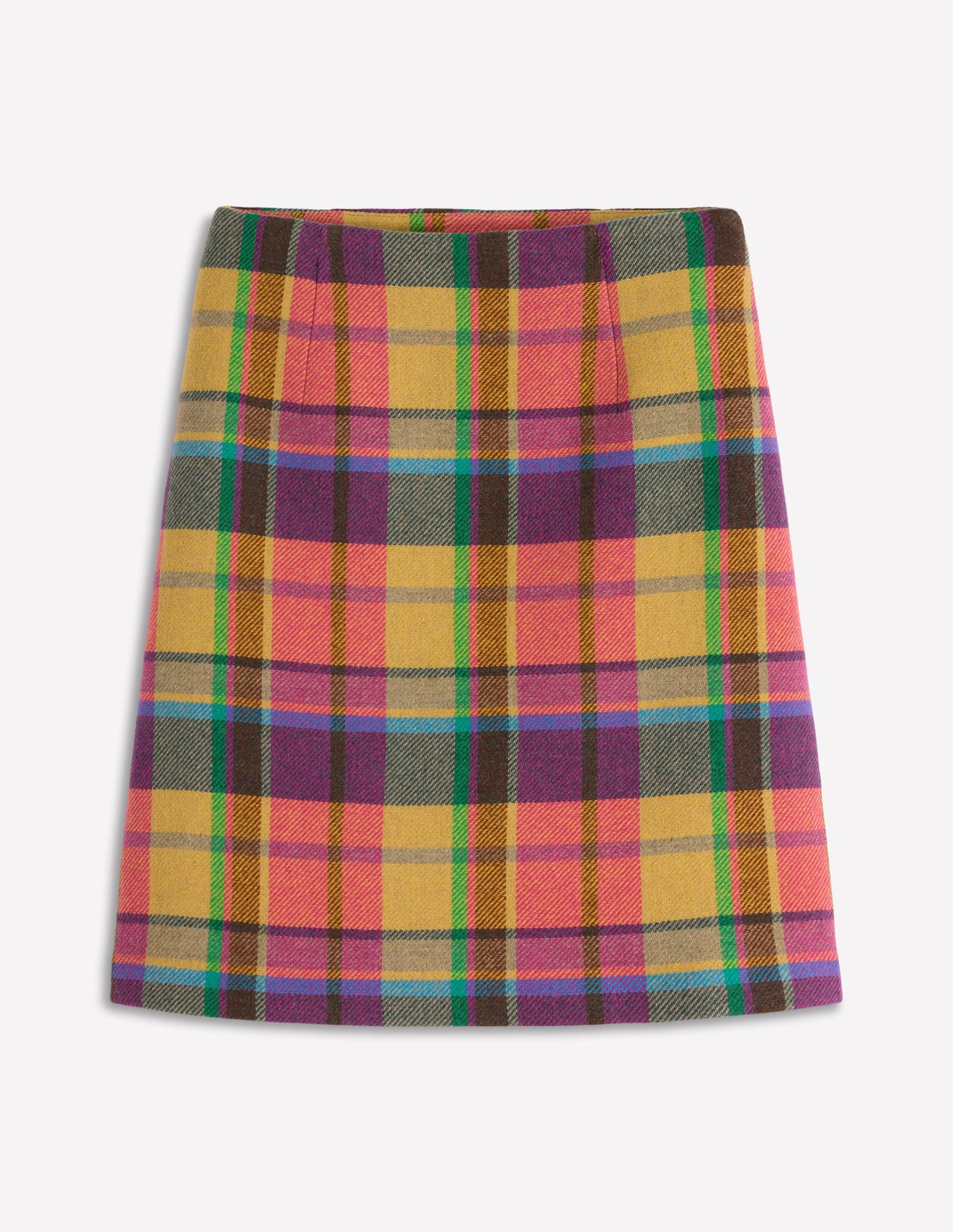 Jupe Gia en laine-Carreaux jaune, rose et vert