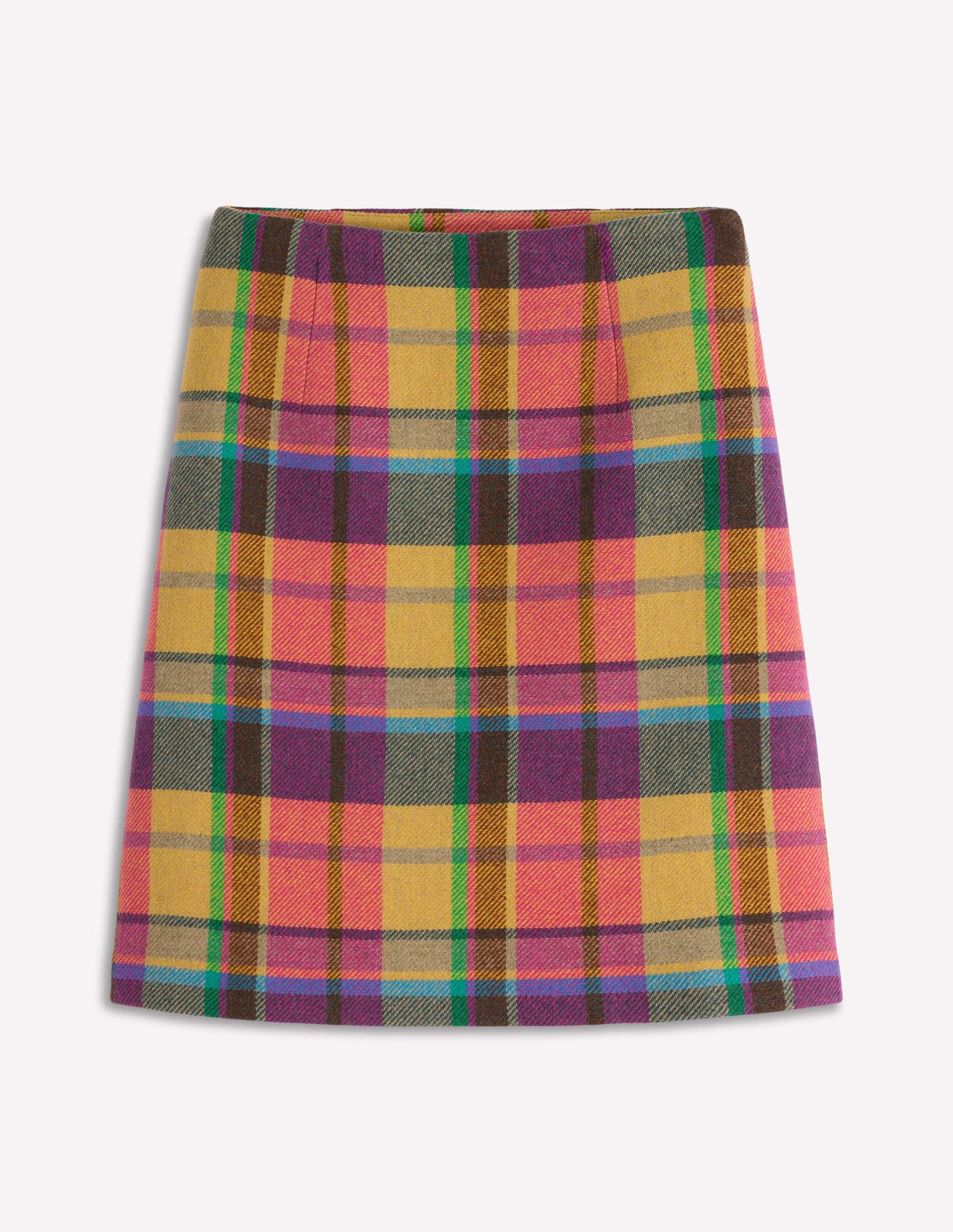 Jupe Gia en laine-Carreaux jaune, rose et vert-7