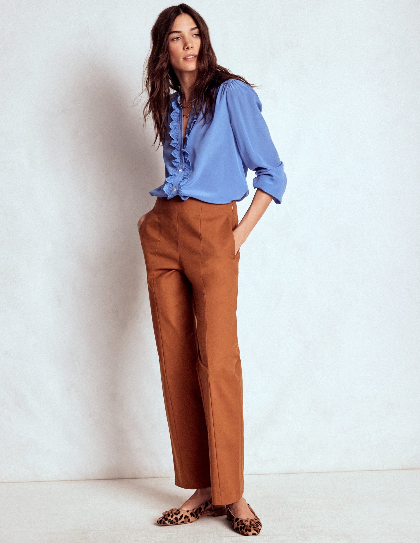 Elegante 7/8-Hose-Rotbraun
