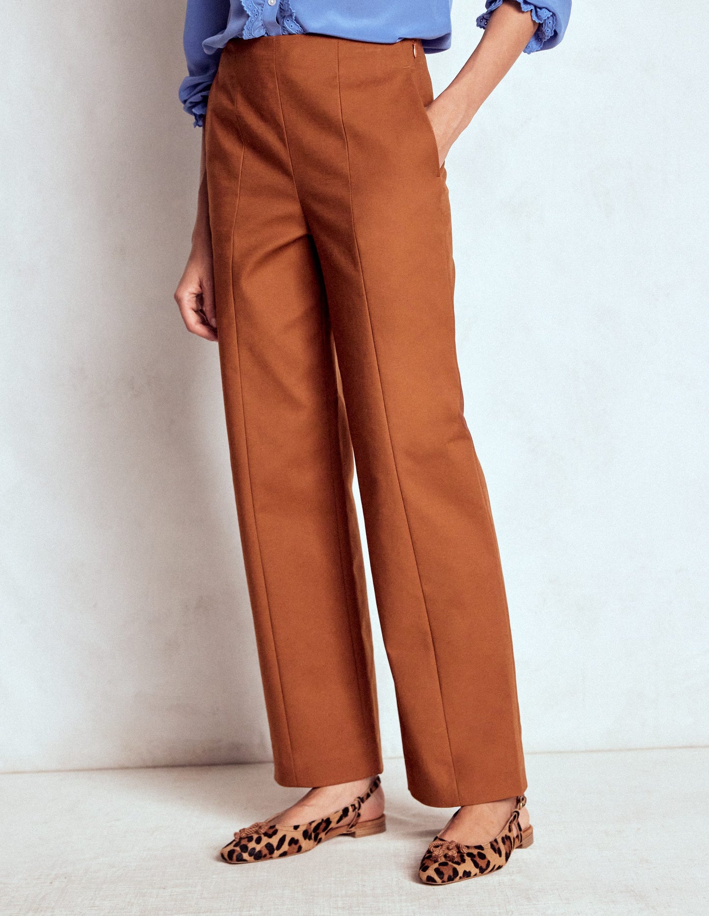 Elegante 7/8-Hose-Rotbraun