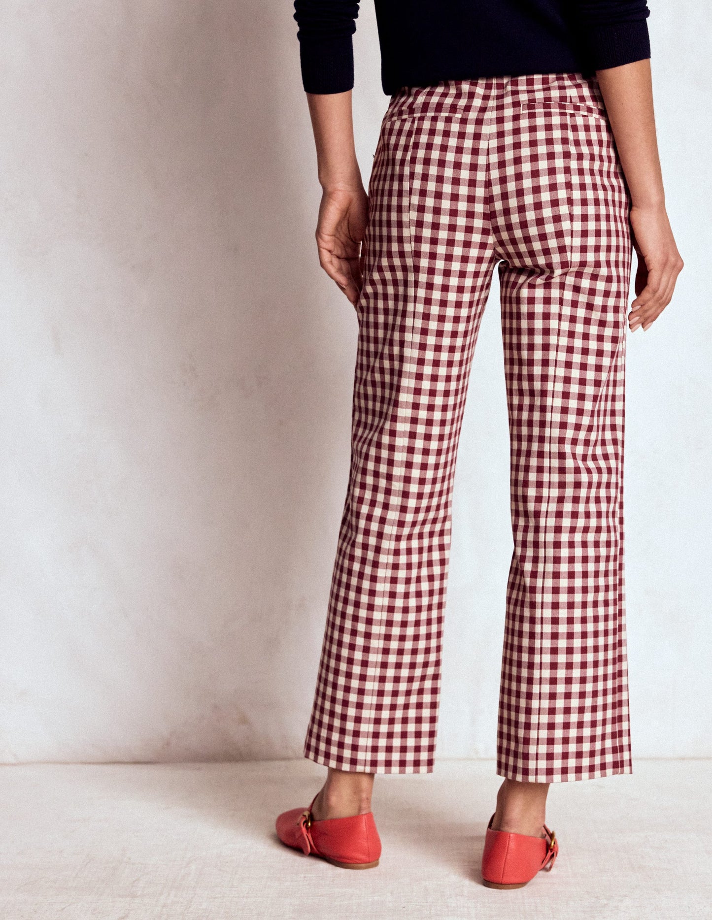 Elegante 7/8-Hose-Portwein Vichykaro