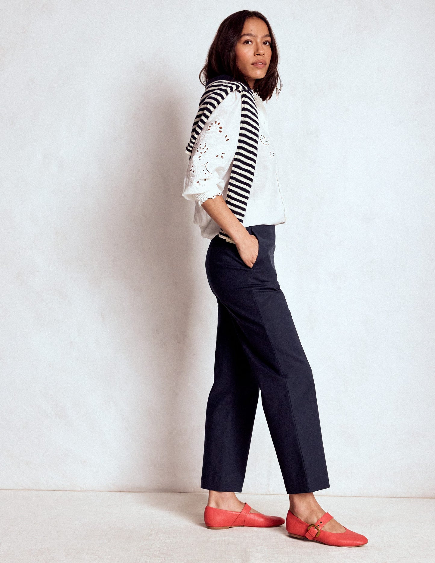 Elegante 7/8-Hose-Marineblau