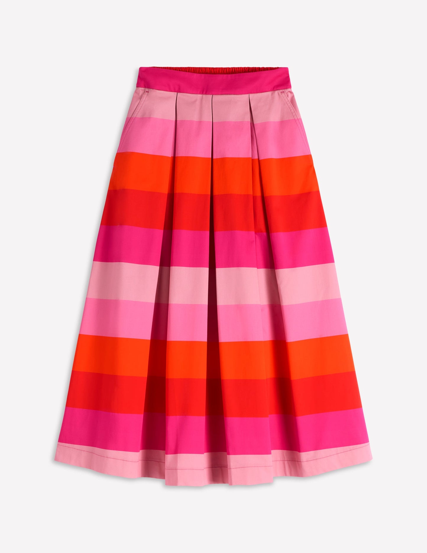 Verity Baumwoll-Midirock-Rosa Bunte Streifen