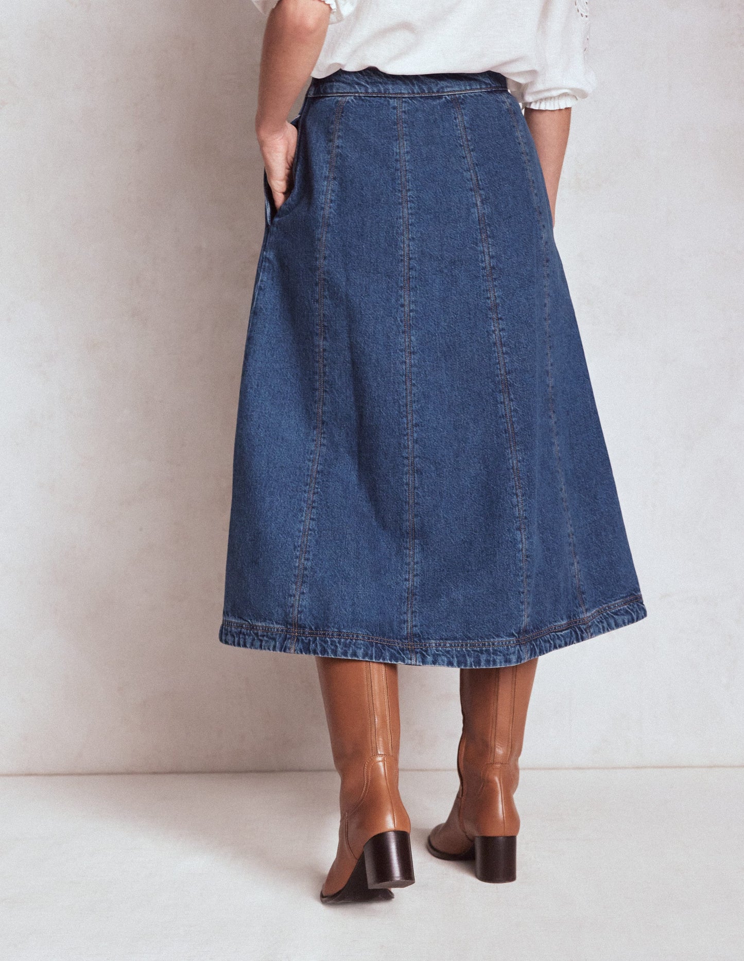 Joy Jeansrock mit Bahnendesign-MITTLERE WASCHUNG