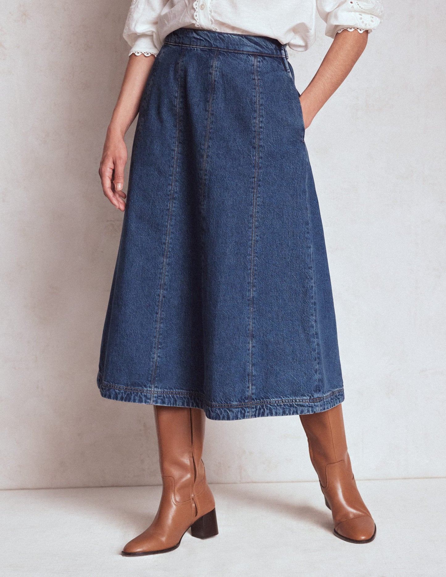Joy Jeansrock mit Bahnendesign-MITTLERE WASCHUNG