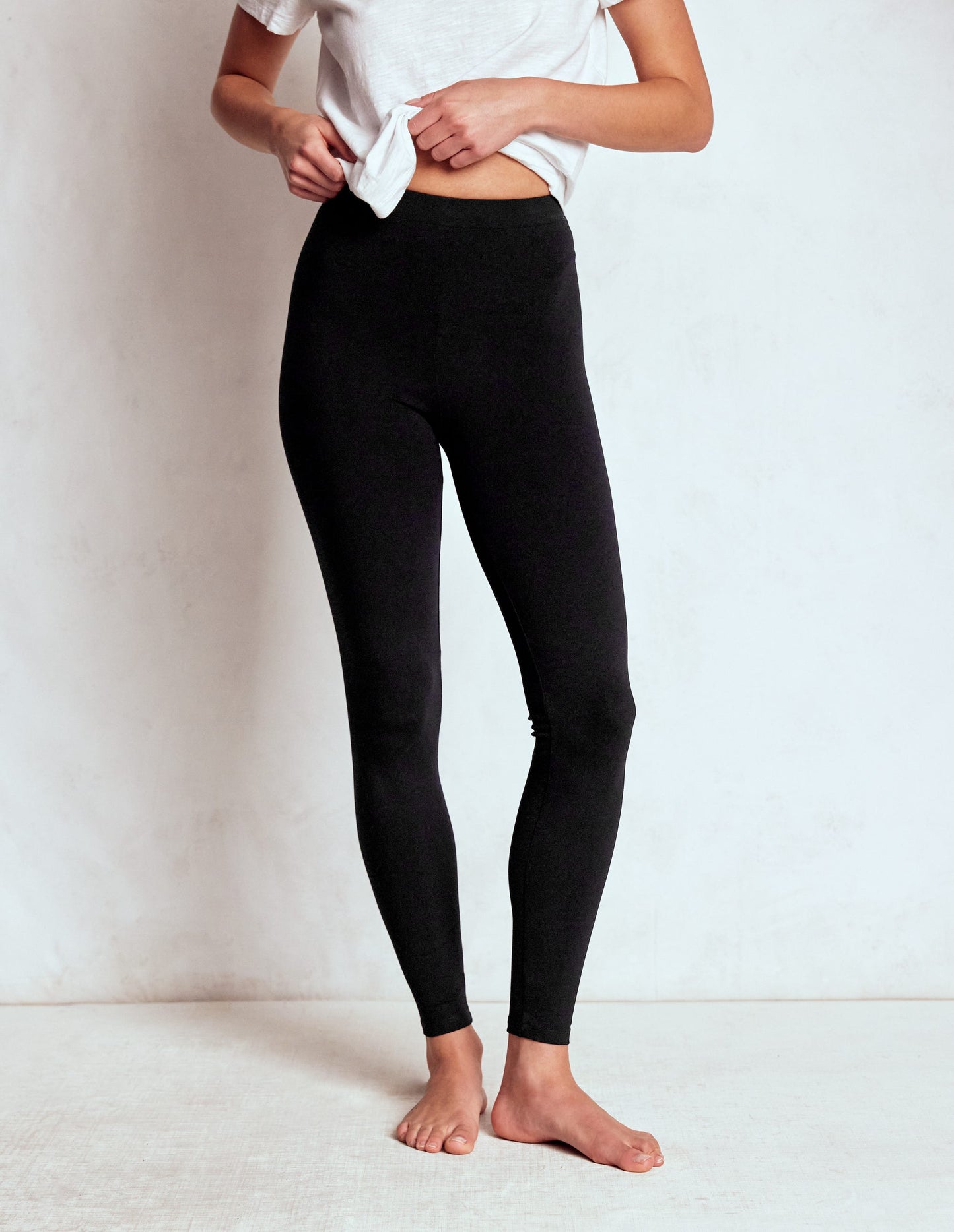 Jersey-Leggings mit hohem Bund-Schwarz