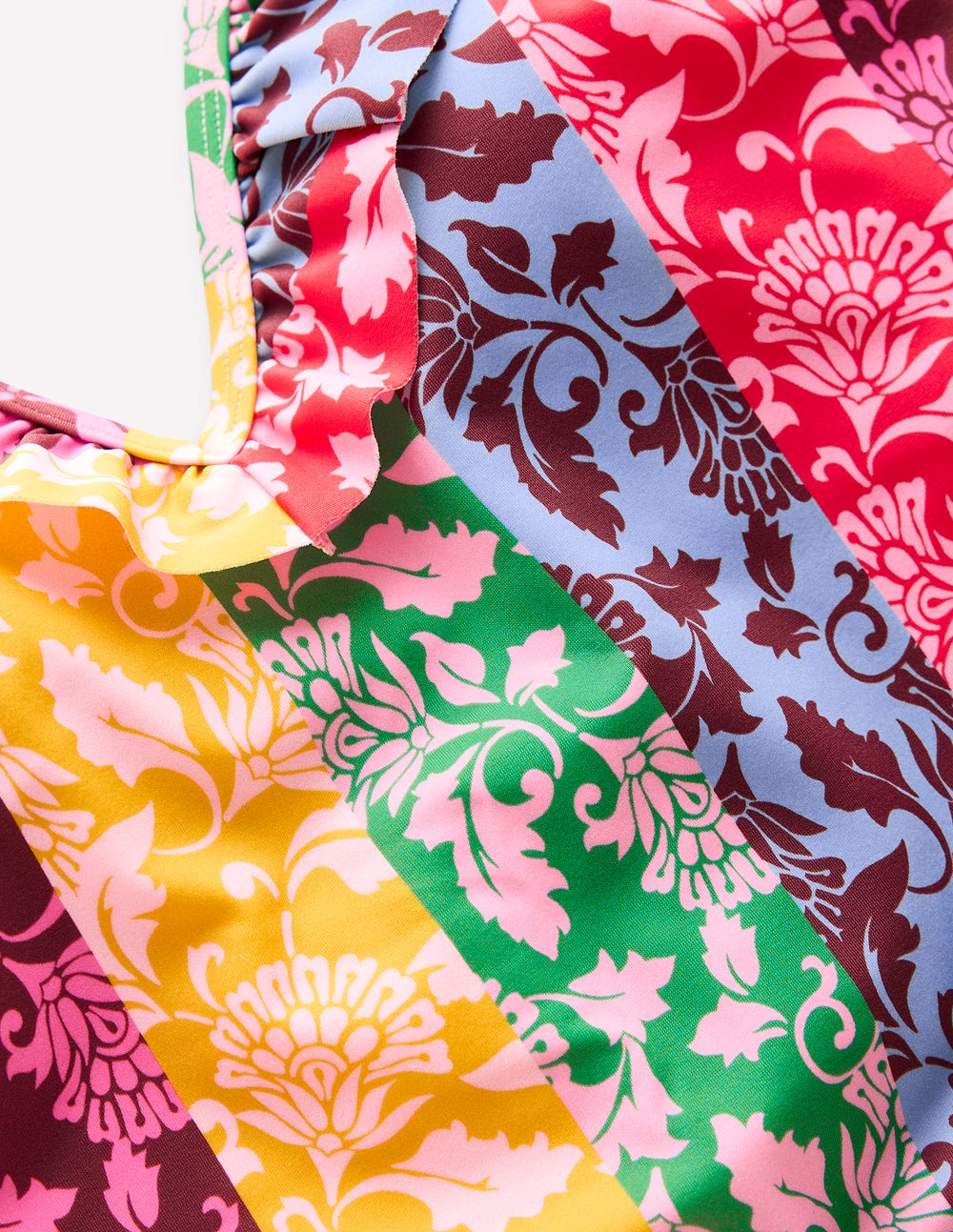 Evia Badeanzug mit Rüschen-Bunt, Weinrebenornament Kuddelmuddel