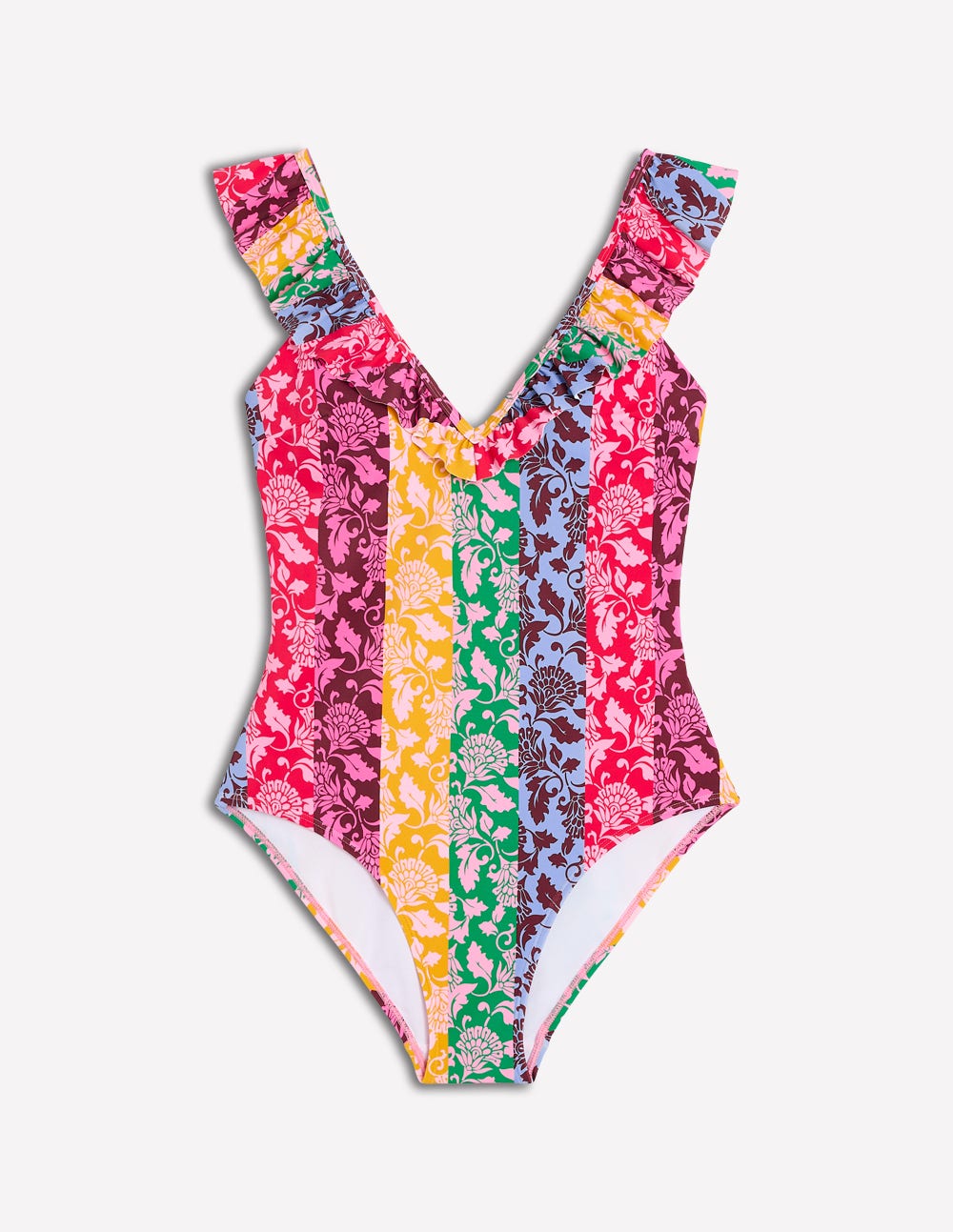 Evia Badeanzug mit Rüschen-Bunt, Weinrebenornament Kuddelmuddel