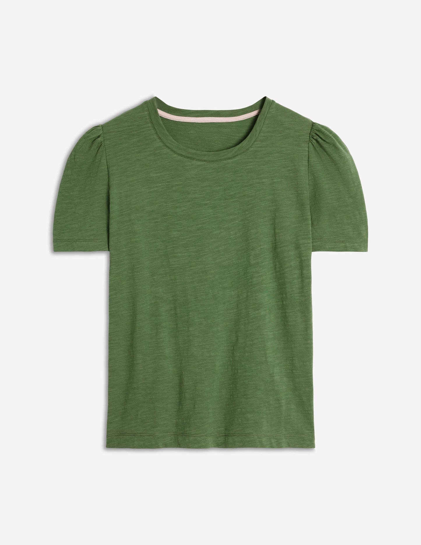 T-Shirt aus Baumwolle mit Puffärmeln-Dunkles Teichgrün