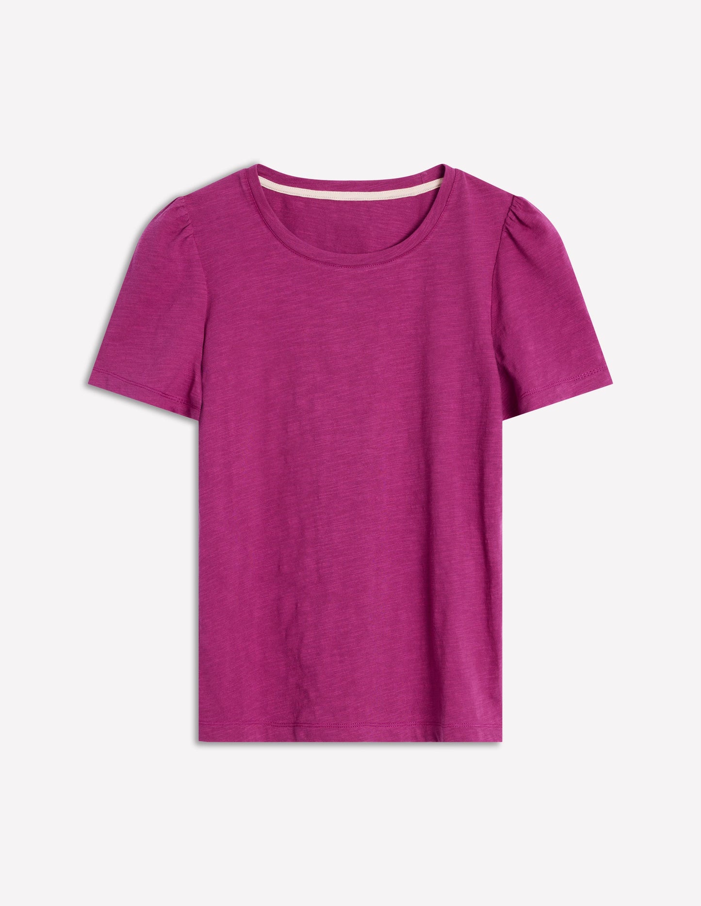 T-Shirt aus Baumwolle mit Puffärmeln-Sattes Magenta