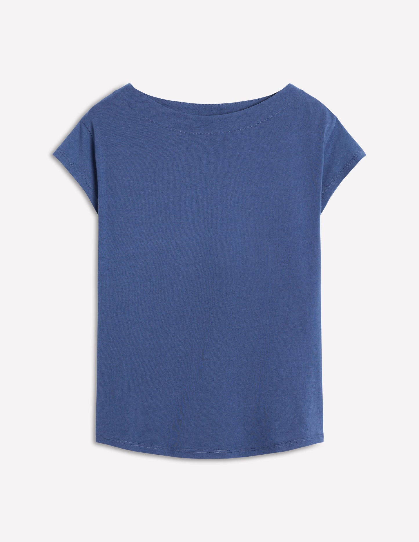 Superweiches T-Shirt mit U-Boot-Ausschnitt-Denim-Blau