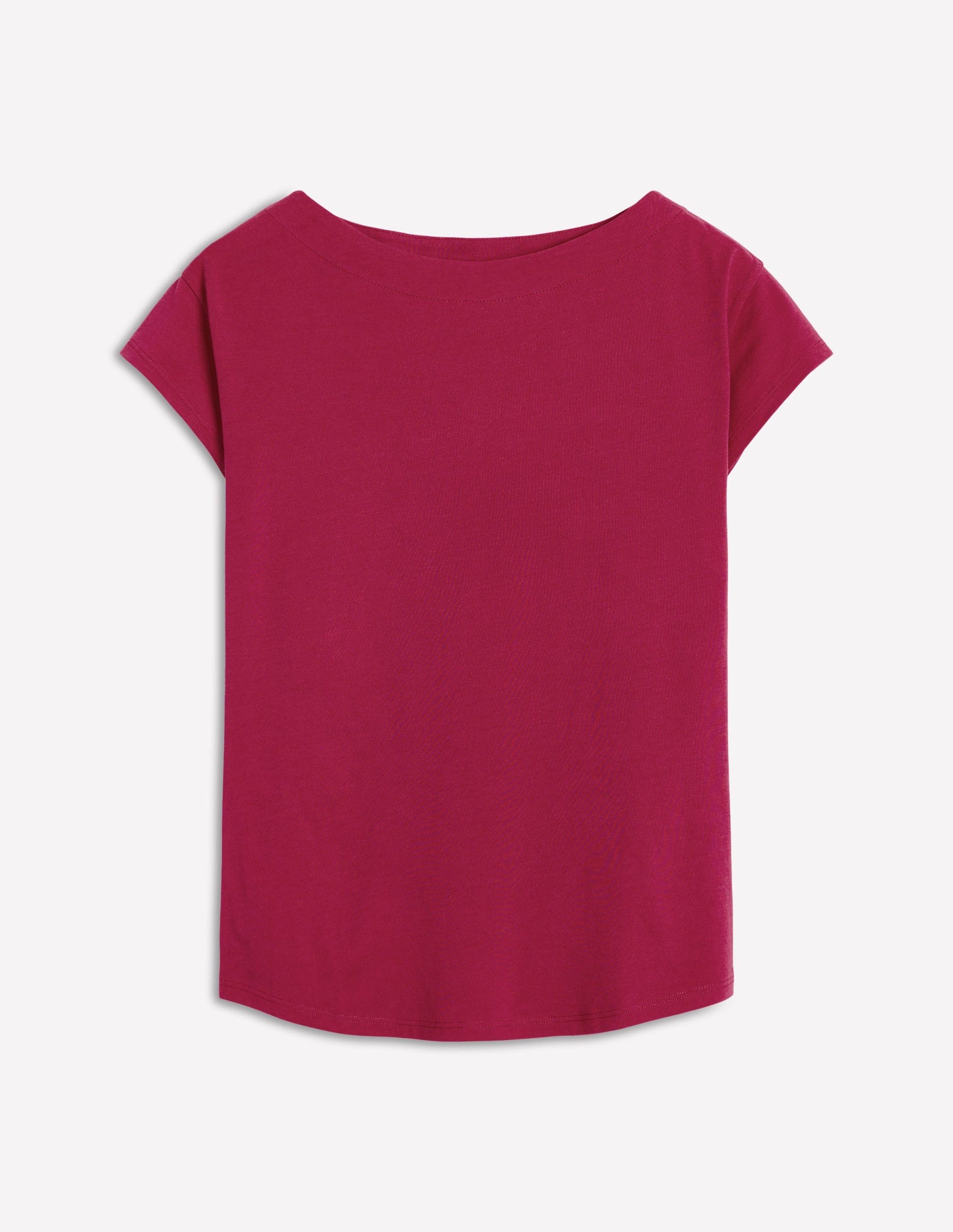 Superweiches T-Shirt mit U-Boot-Ausschnitt-Burgunderrot