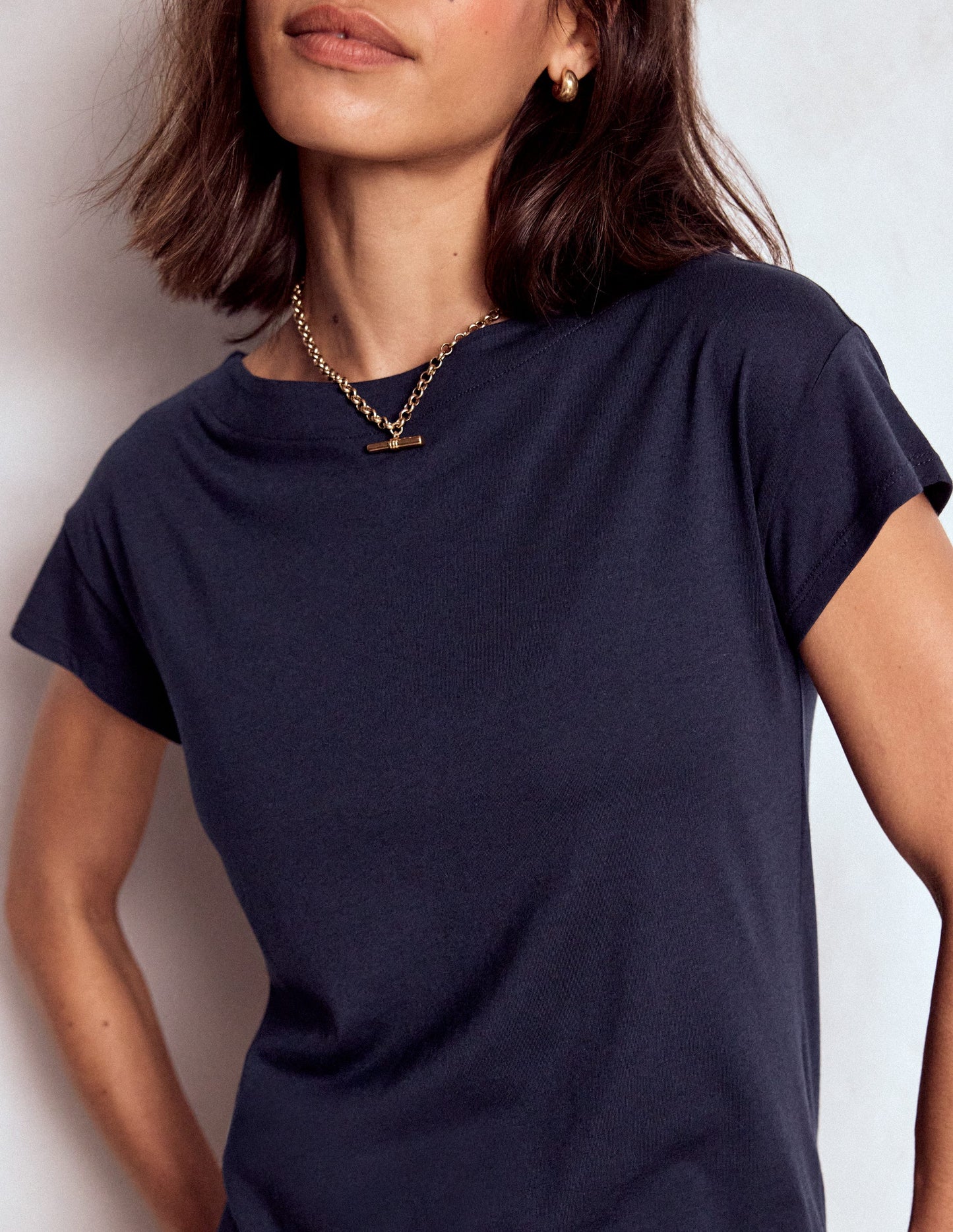 Superweiches T-Shirt mit U-Boot-Ausschnitt-Aqua Marine Marl