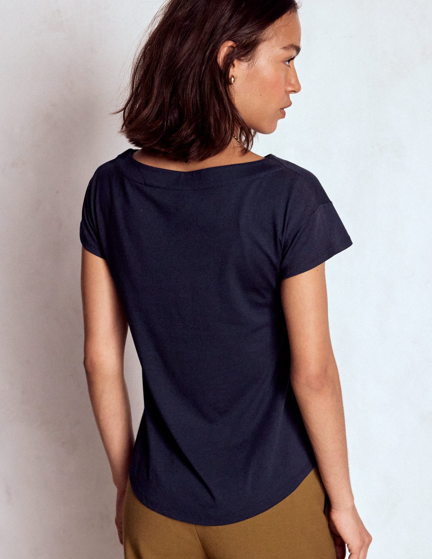 Superweiches T-Shirt mit U-Boot-Ausschnitt-Aqua Marine Marl
