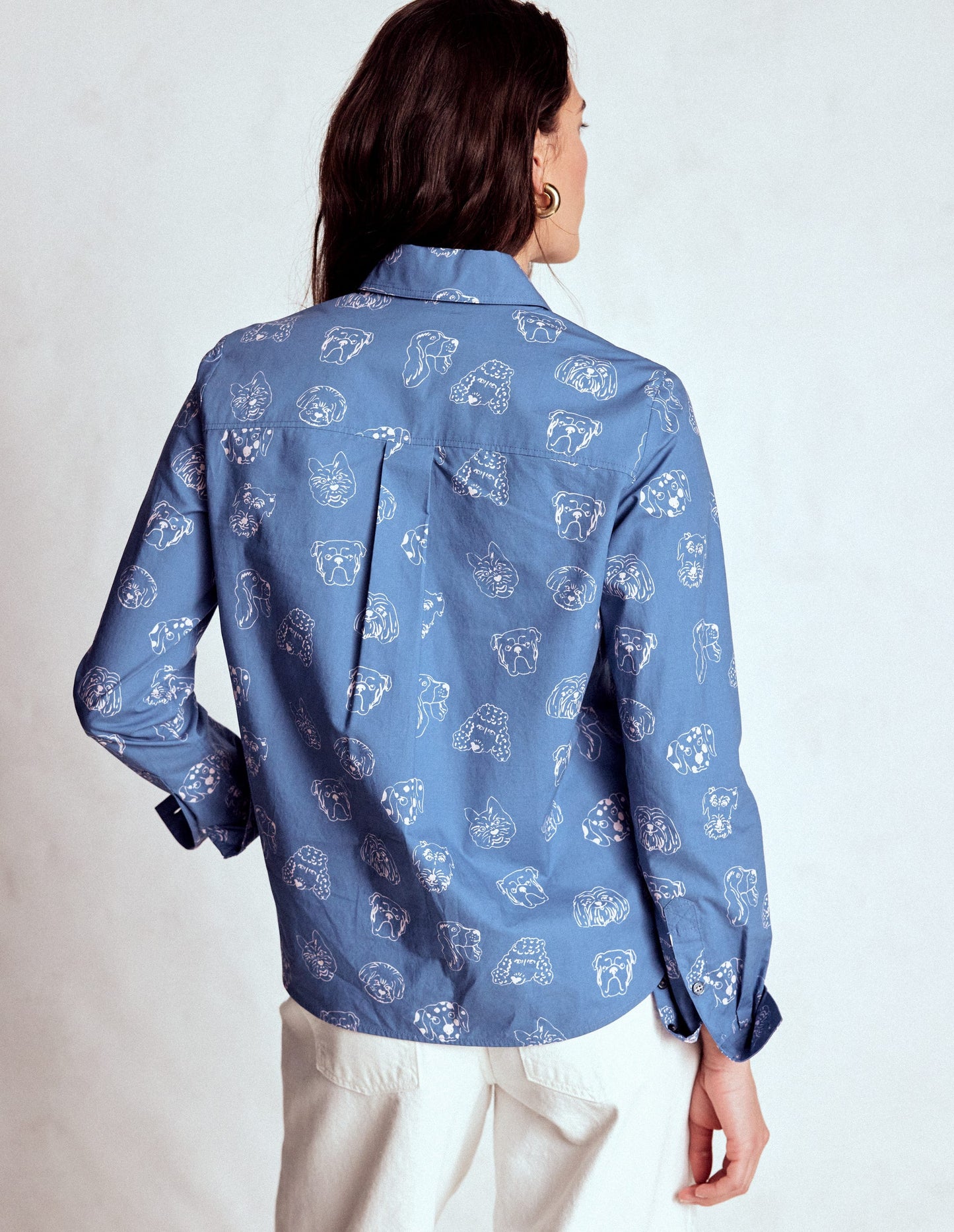 Sienna Baumwollhemd-Blau, Bunte Hunde