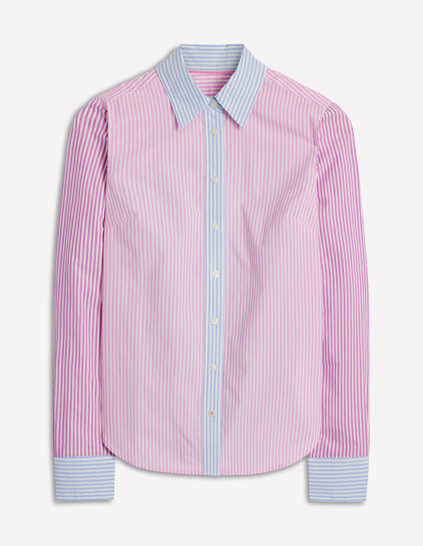 Sienna Baumwollhemd-Ackerbohnengrün/Pink, Gestreift
