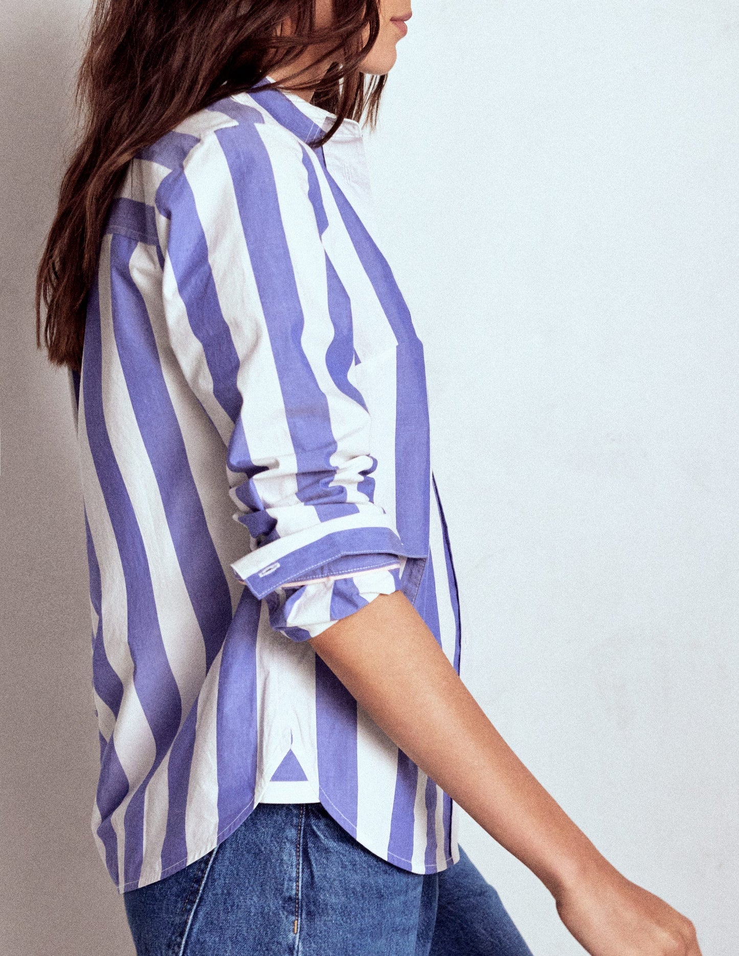Chemise Sienna en coton-Rayé bleu vif et ivoire