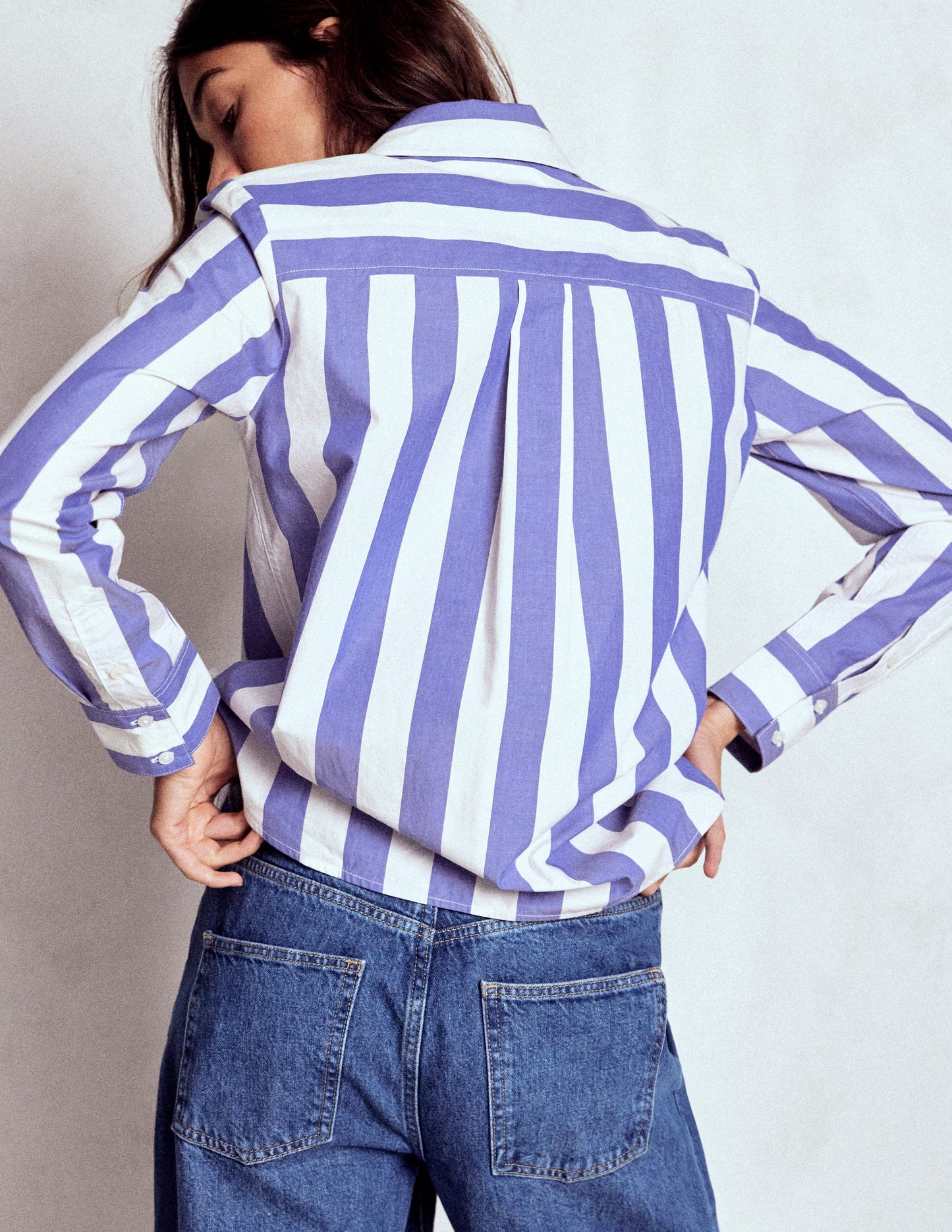 Chemise Sienna en coton-Rayé bleu vif et ivoire